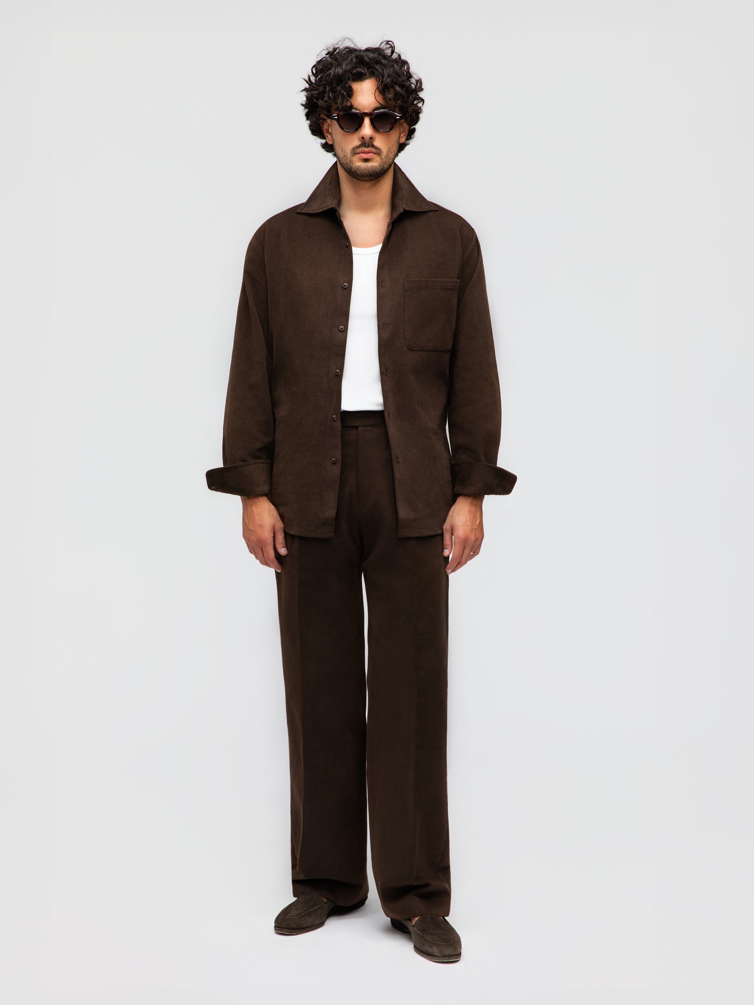 Dark Brown Brushed Cotton Shirt