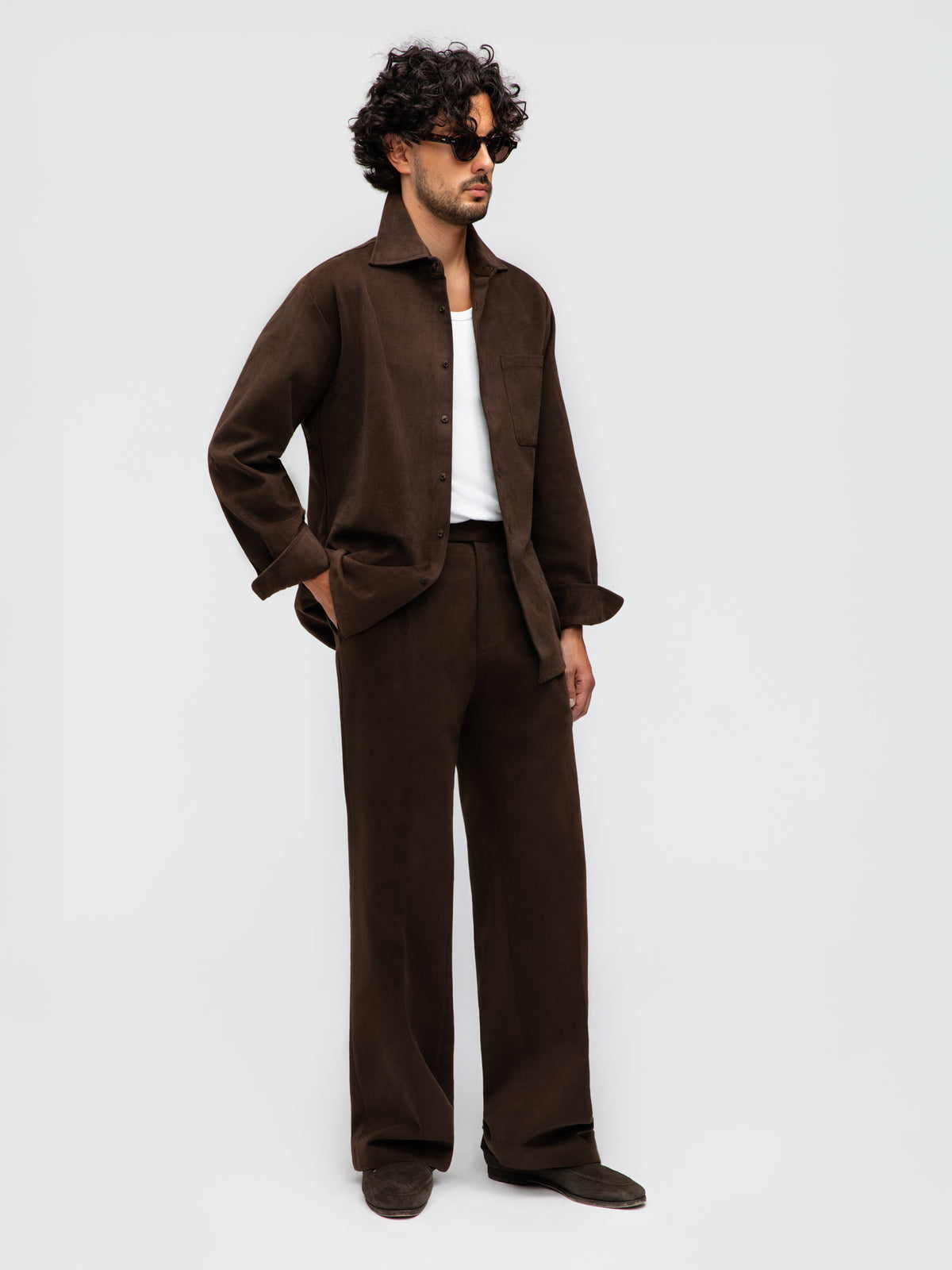 Dark Brown Brushed Cotton Shirt