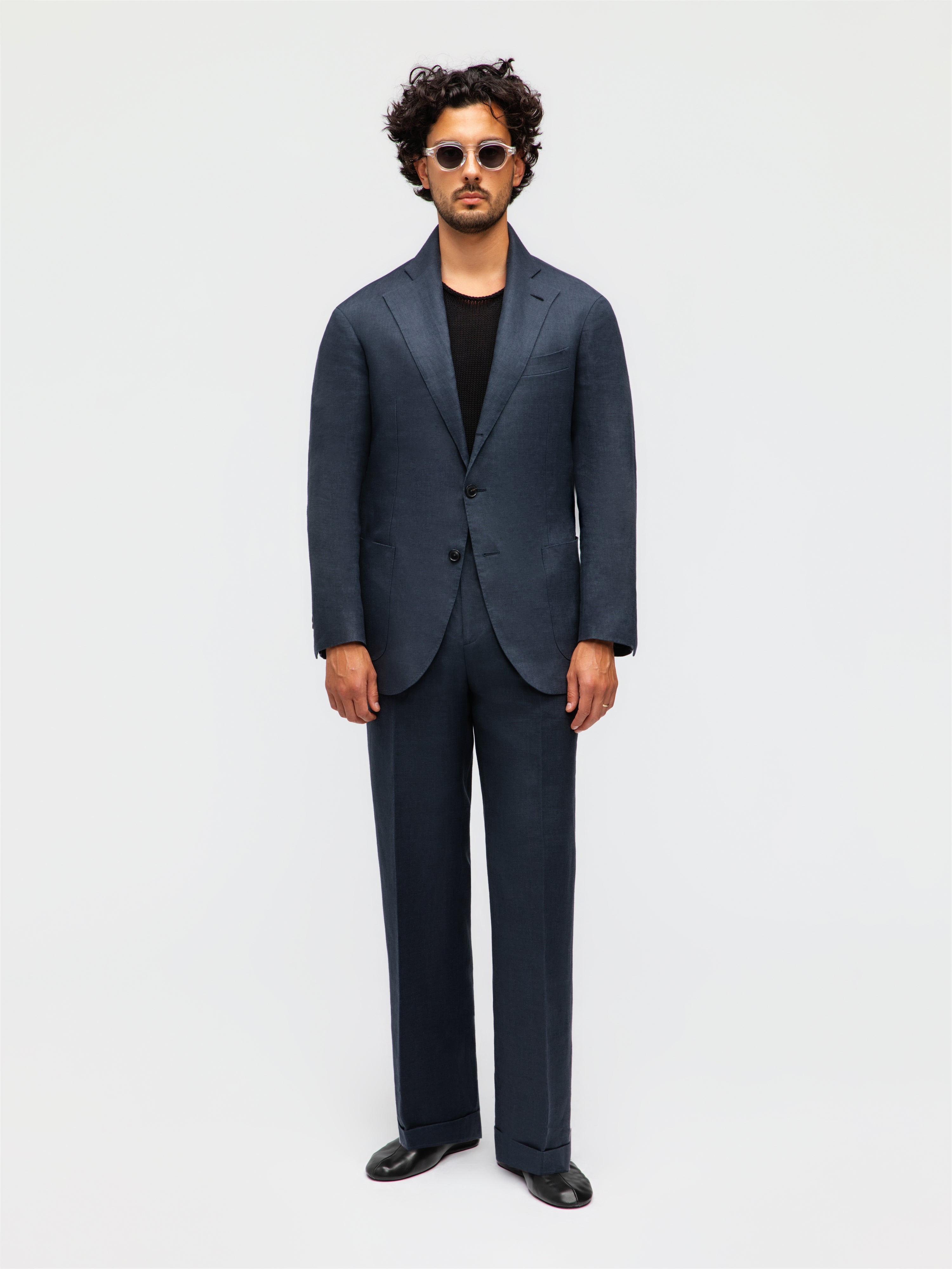 Navy Linen Suit (SB)
