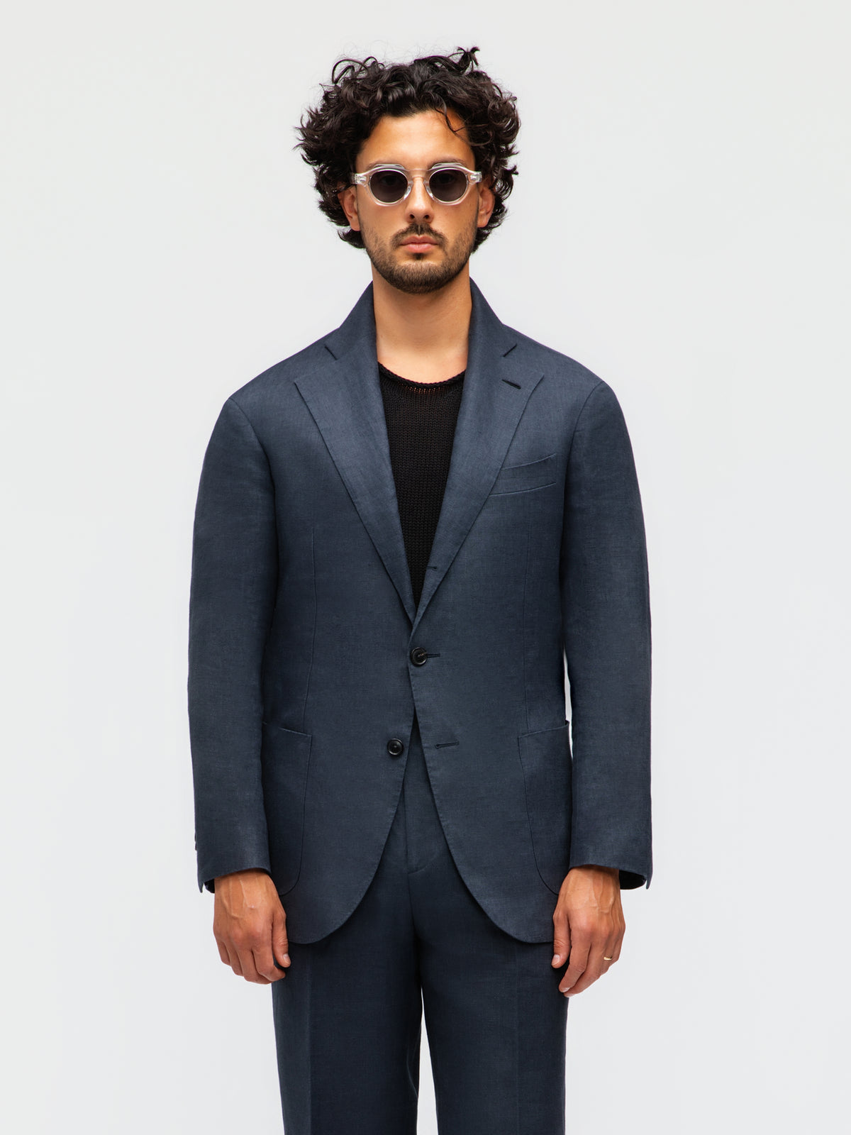 Navy Linen Suit (SB)