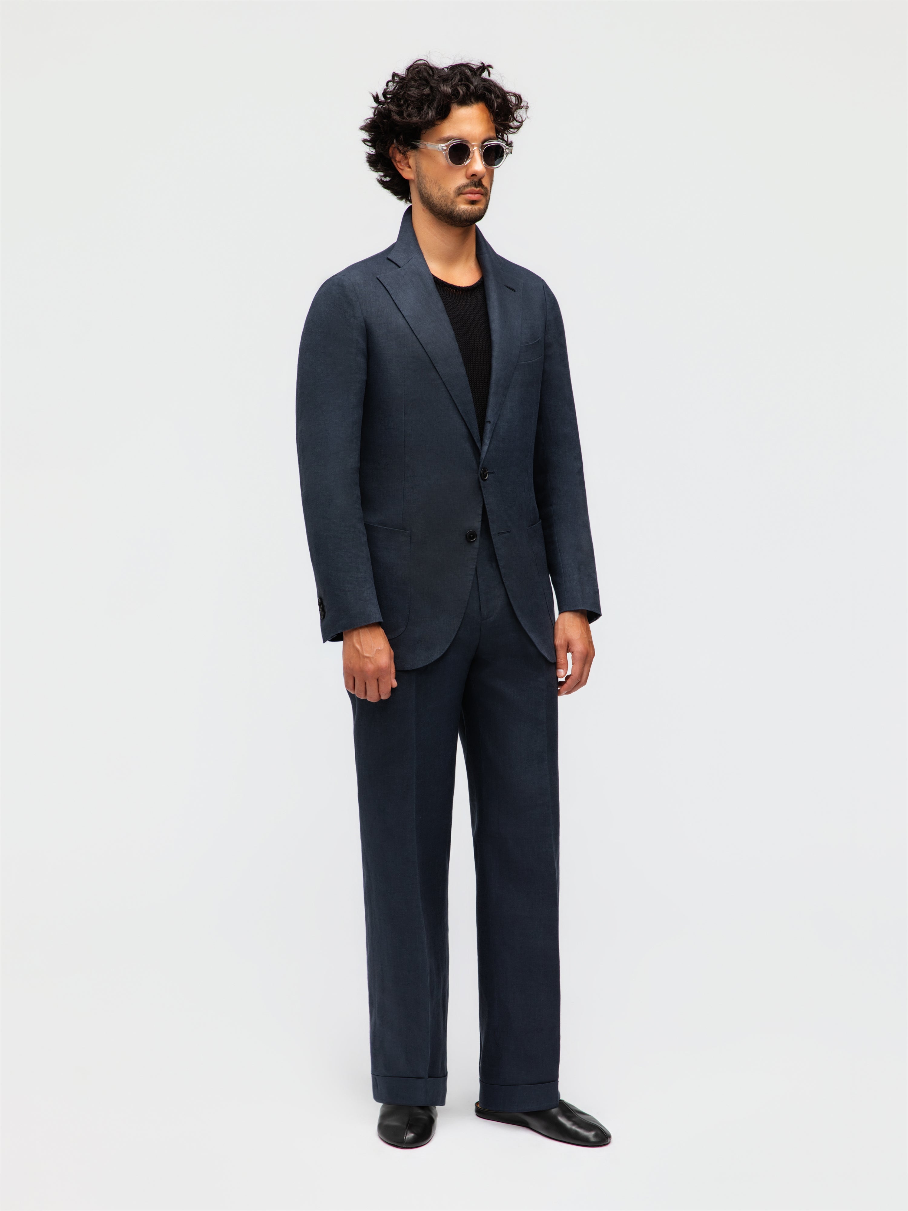 Navy Linen Suit (SB)
