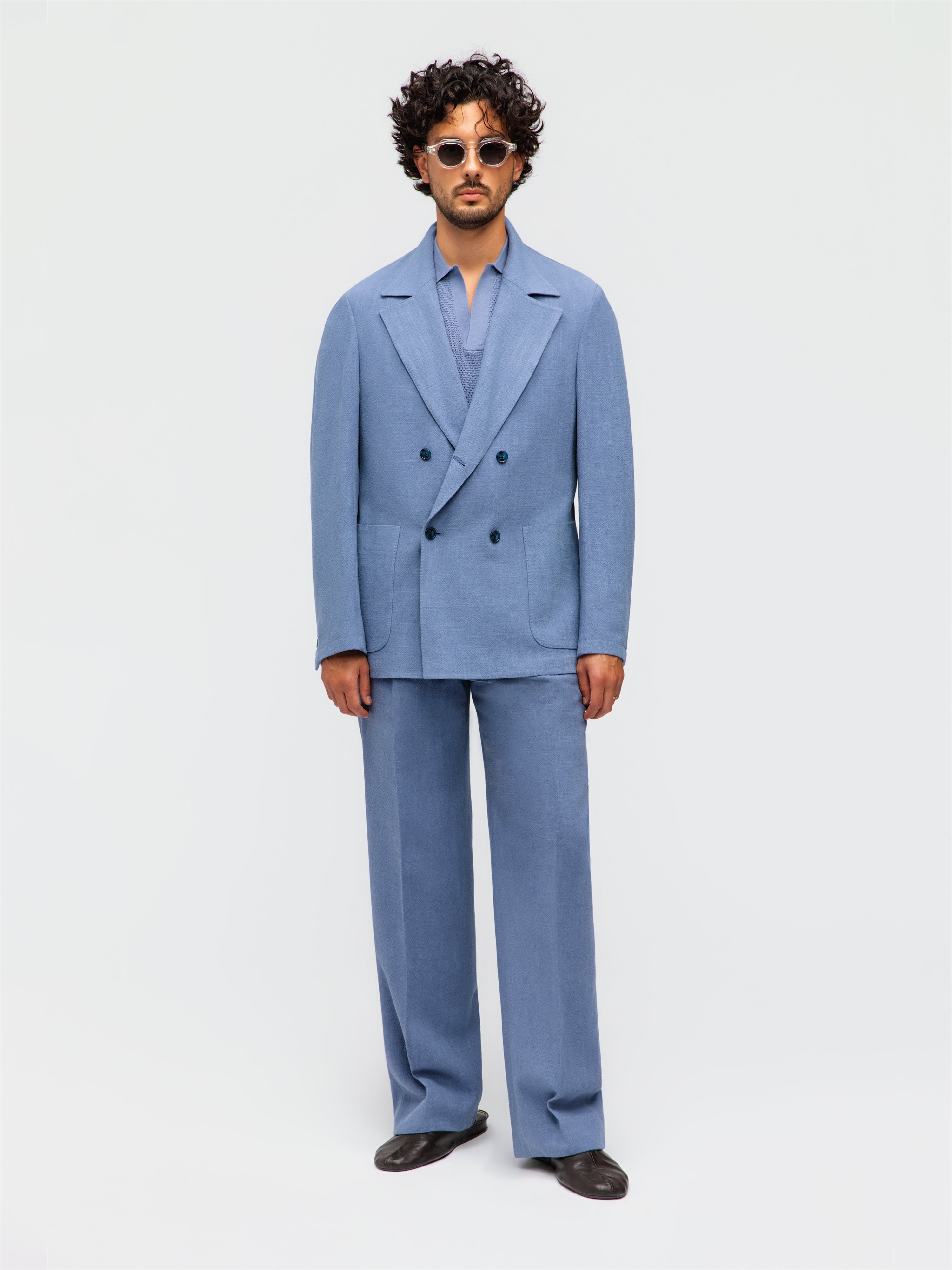 Denim Stonewashed Linen Jacket (Casual Fit)