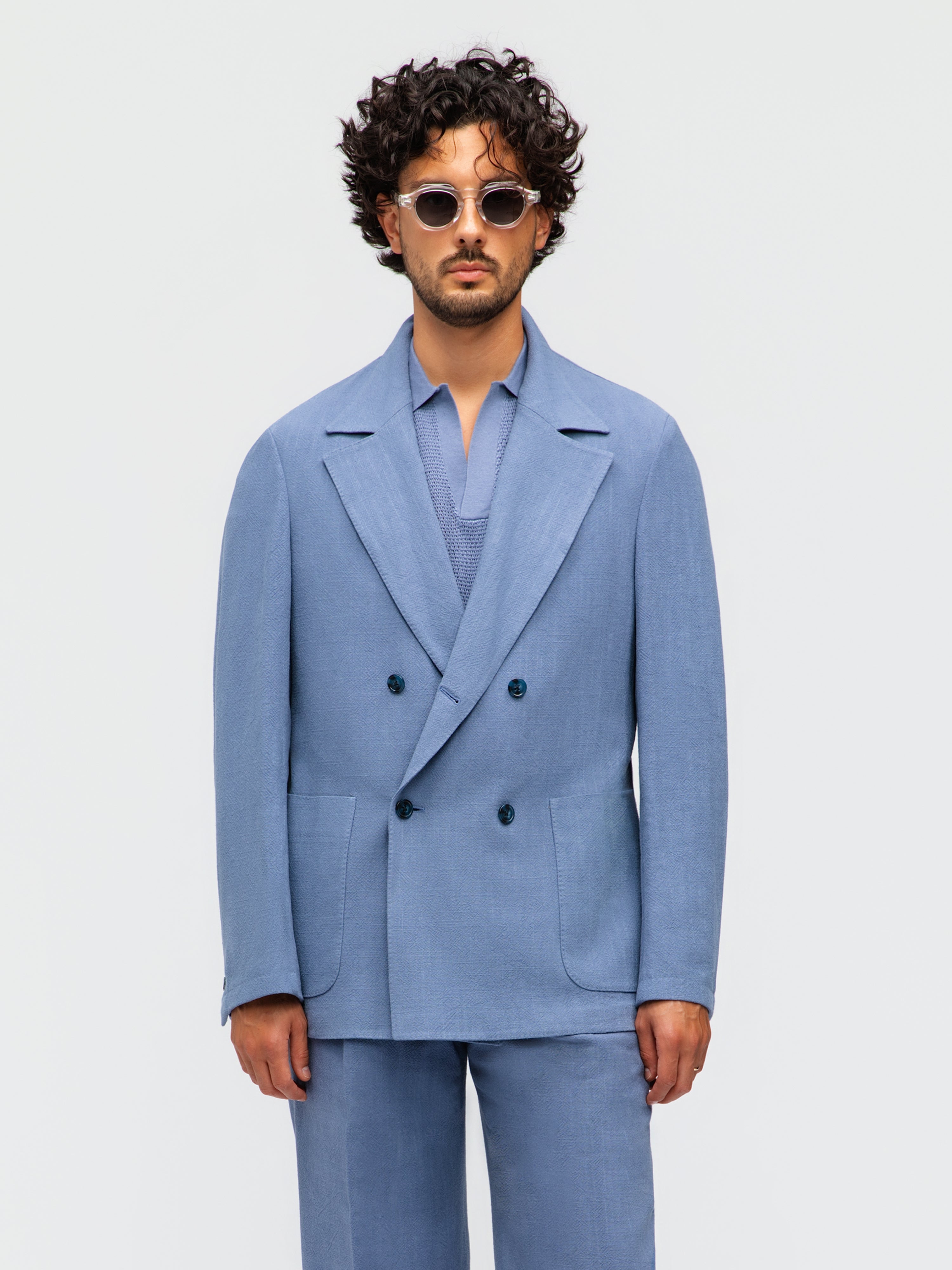 Denim Stonewashed Linen Jacket (Casual Fit)