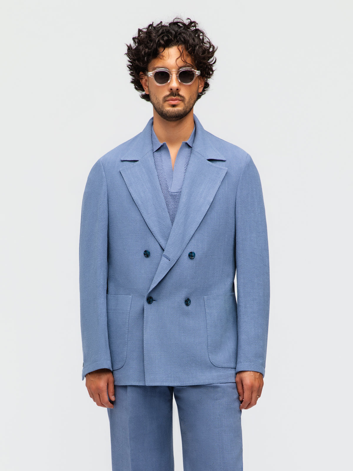 Denim Stonewashed Linen Jacket (Casual Fit)