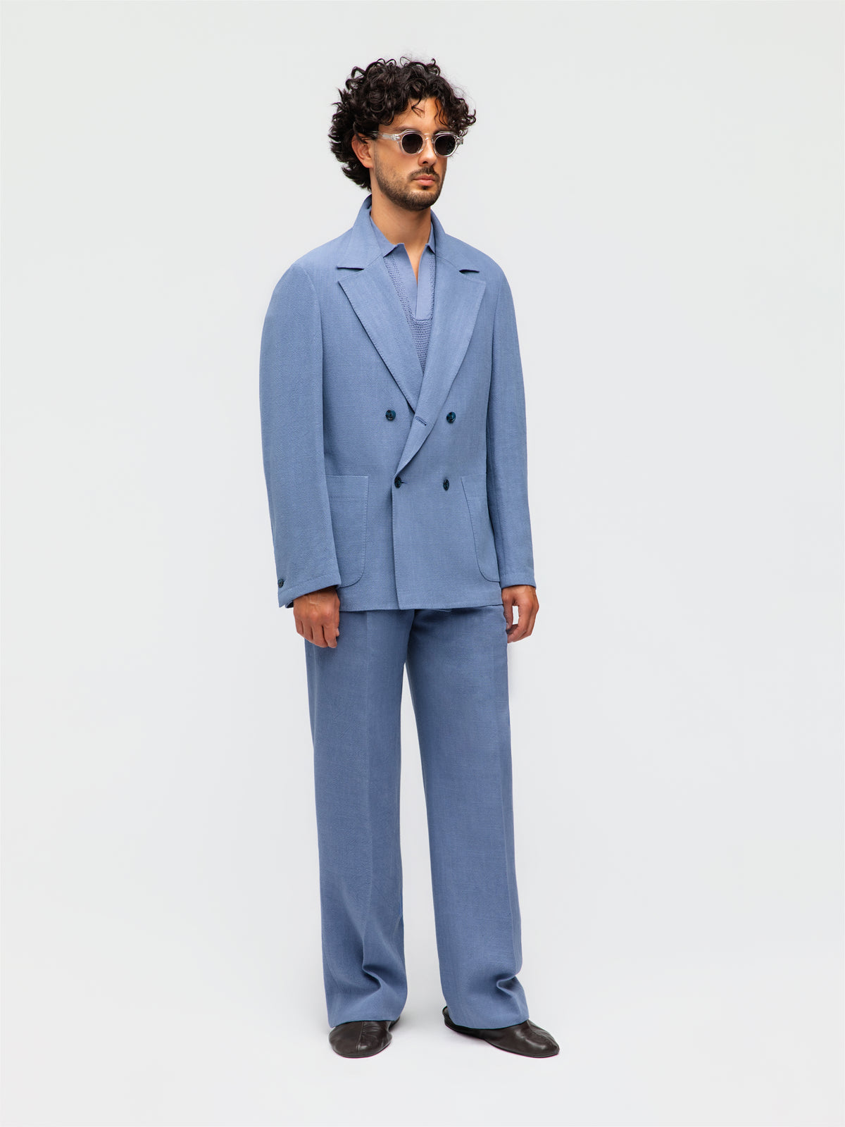 Denim Stonewashed Linen Jacket (Casual Fit)