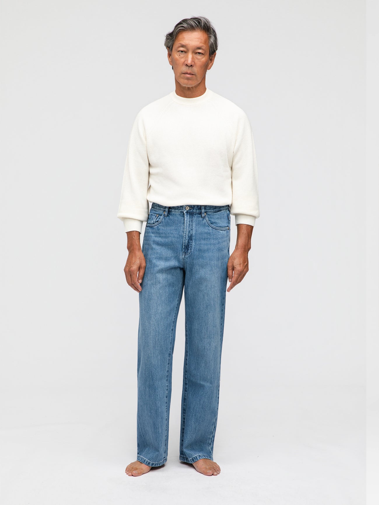 Mid Blue Washed Denim Jeans - Grand Le Mar