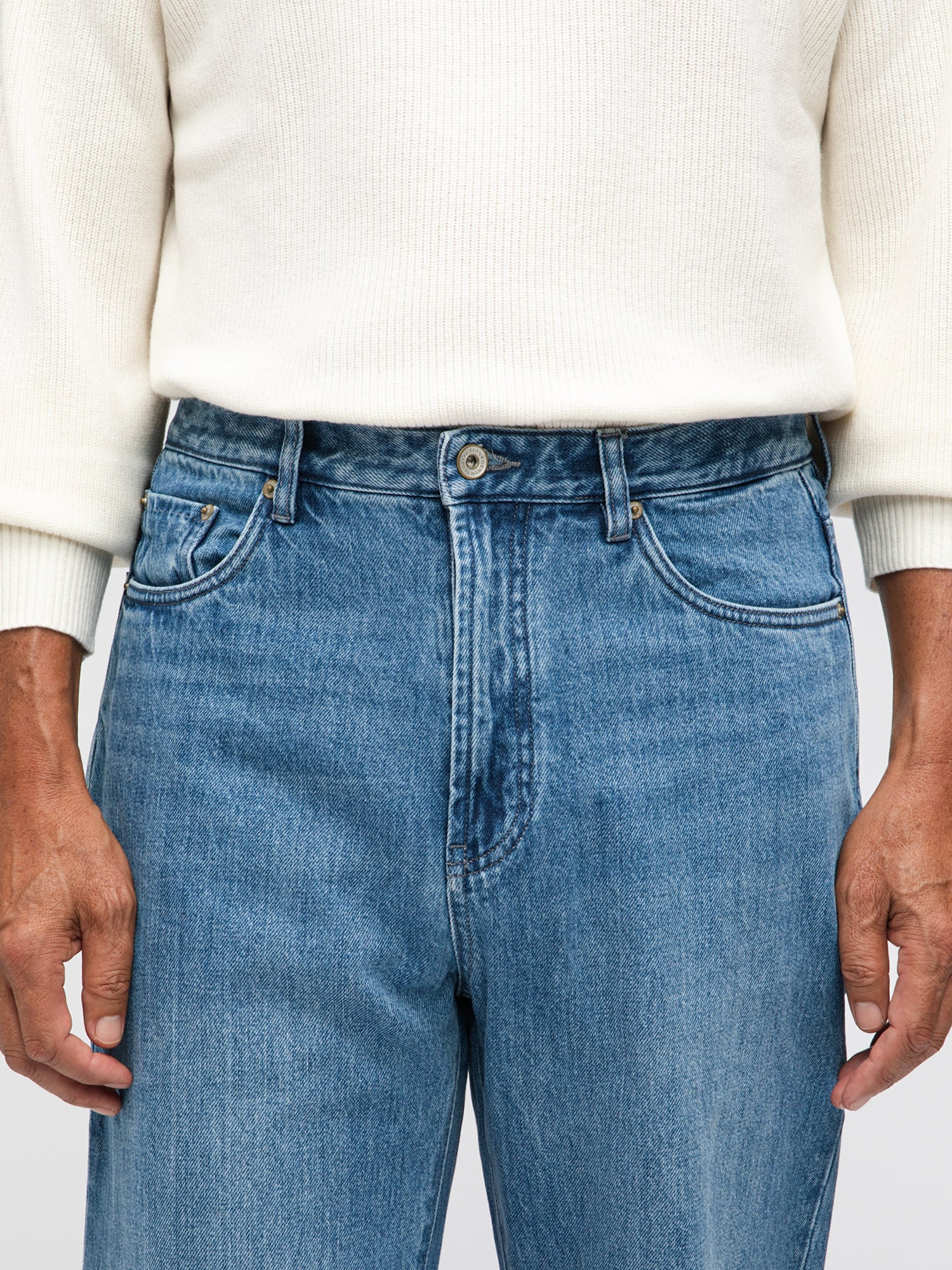 Mid Blue Washed Denim Jeans - Grand Le Mar