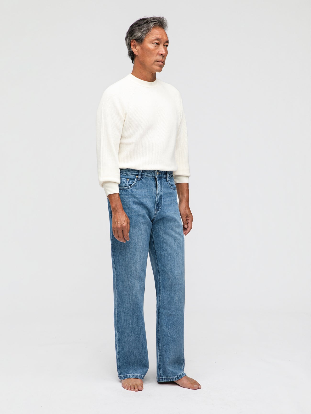 Mid Blue Washed Denim Jeans - Grand Le Mar
