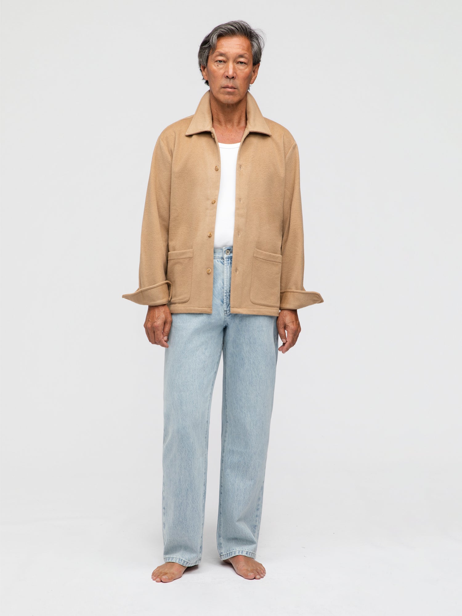 Camel Cashmere Wool Shirt Jacket - Grand Le Mar