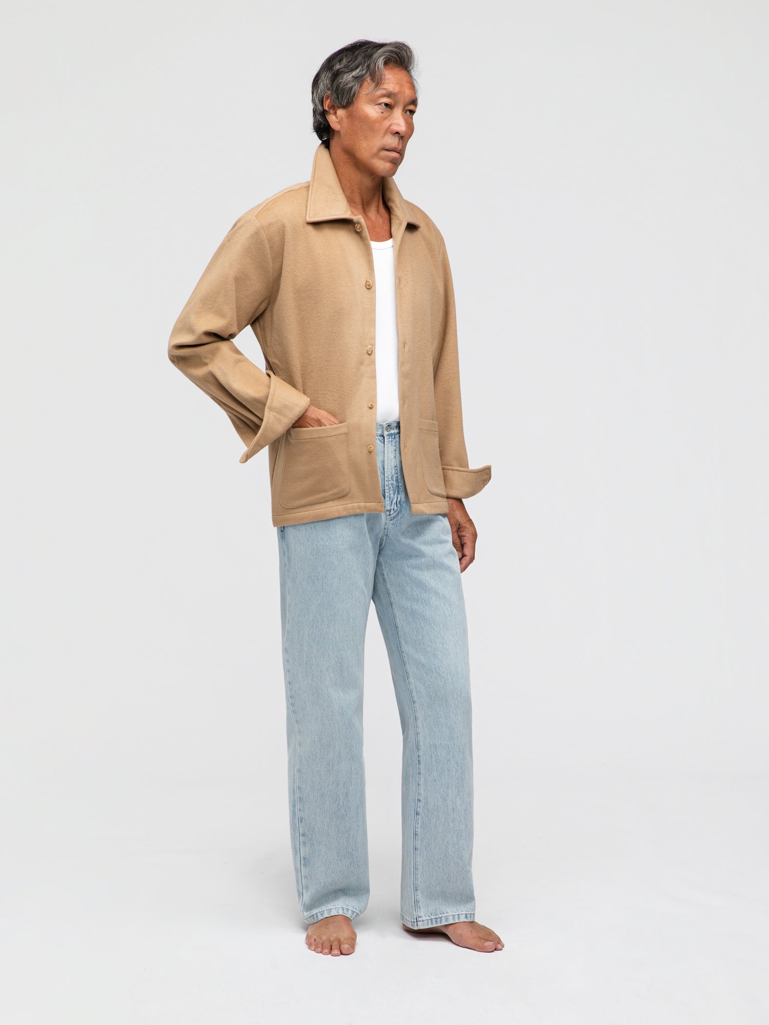Camel Cashmere Wool Shirt Jacket - Grand Le Mar