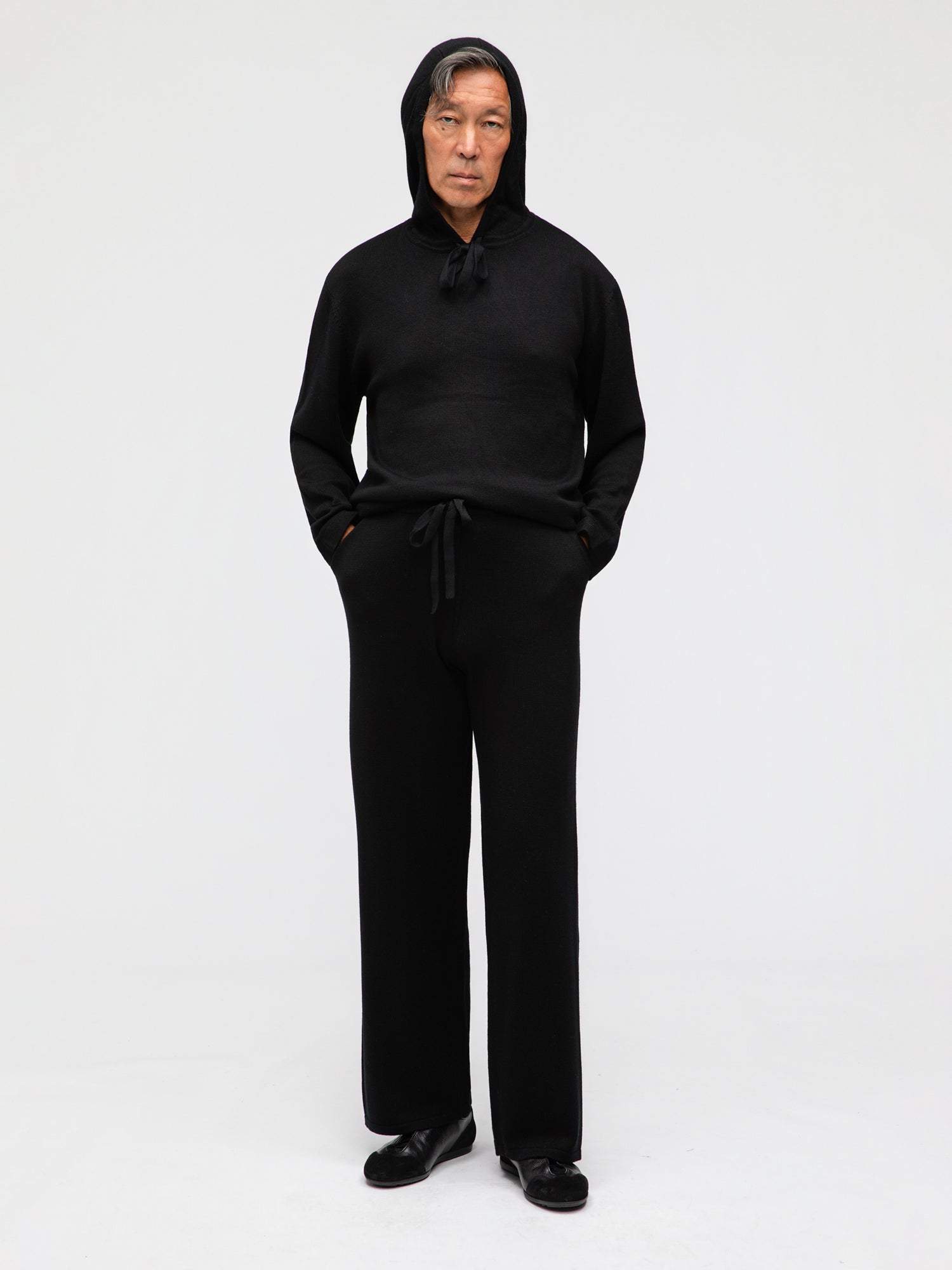Black Merino Wool Hoodie - Grand Le Mar