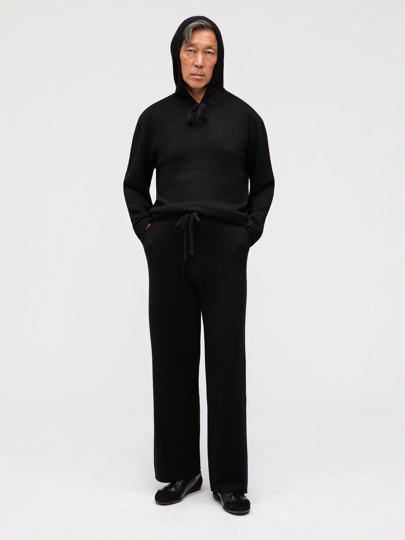 Black Merino Wool Hoodie - Grand Le Mar