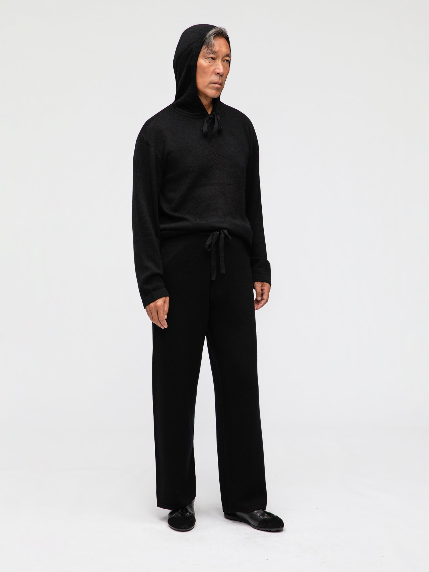 Black Merino Wool Hoodie - Grand Le Mar