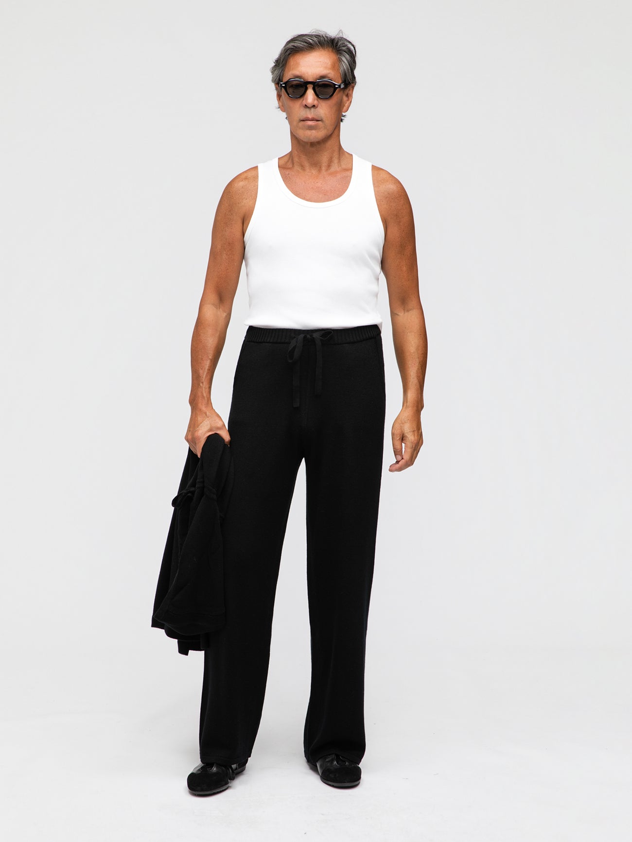 Black Merino Wool Sweatpants - Grand Le Mar