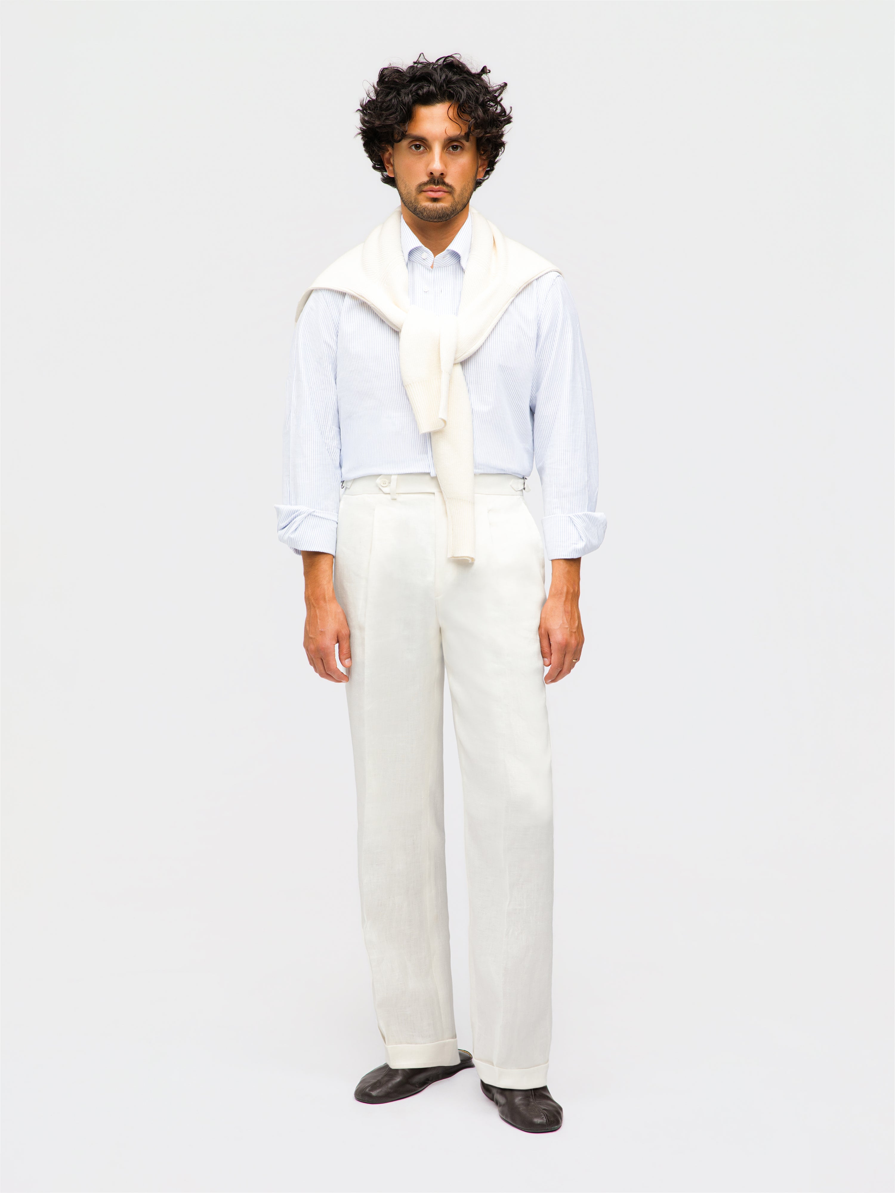 White Linen Trousers (Straight Fit)