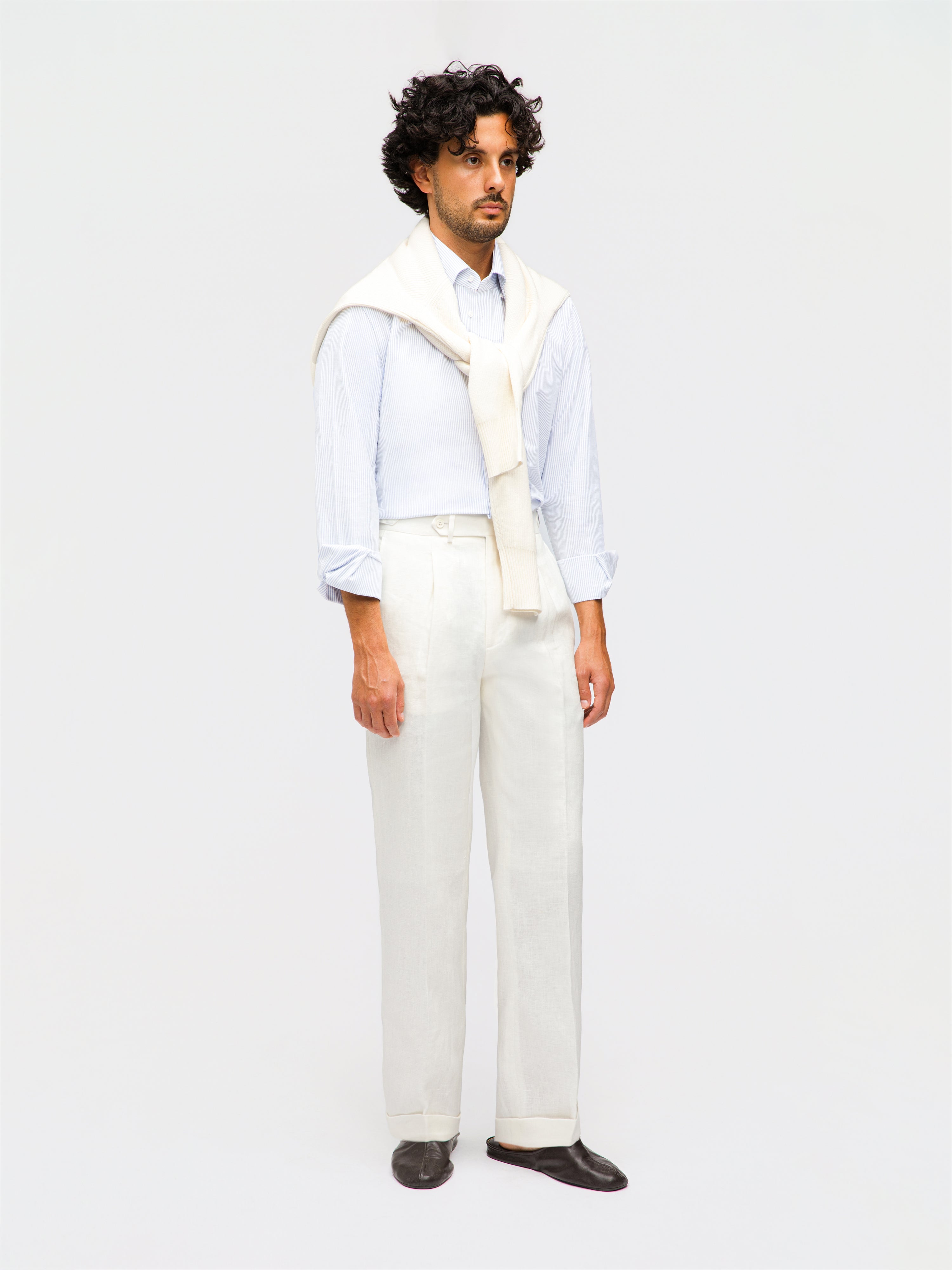 White Linen Trousers (Straight Fit)