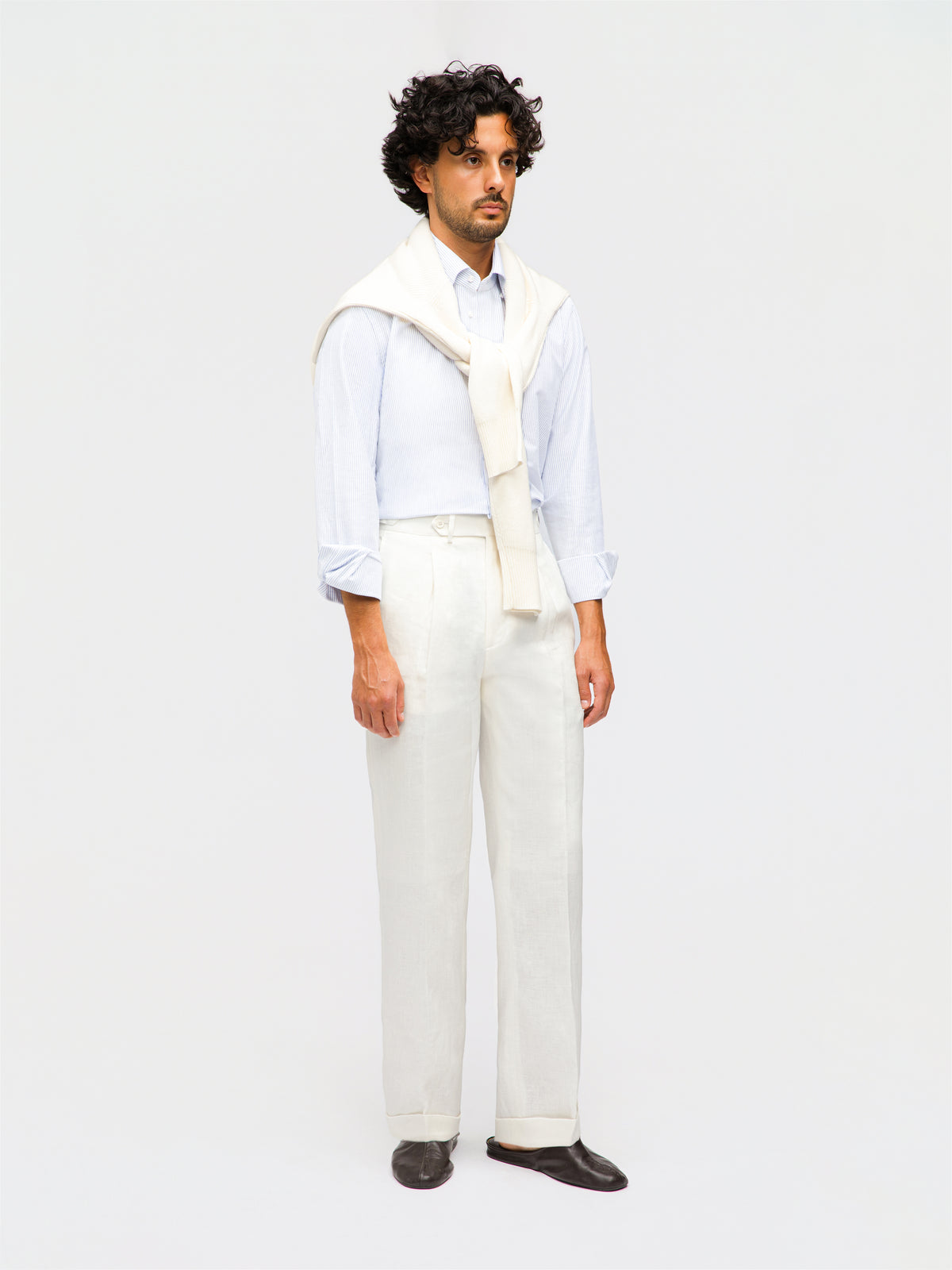 White Linen Trousers (Straight Fit)