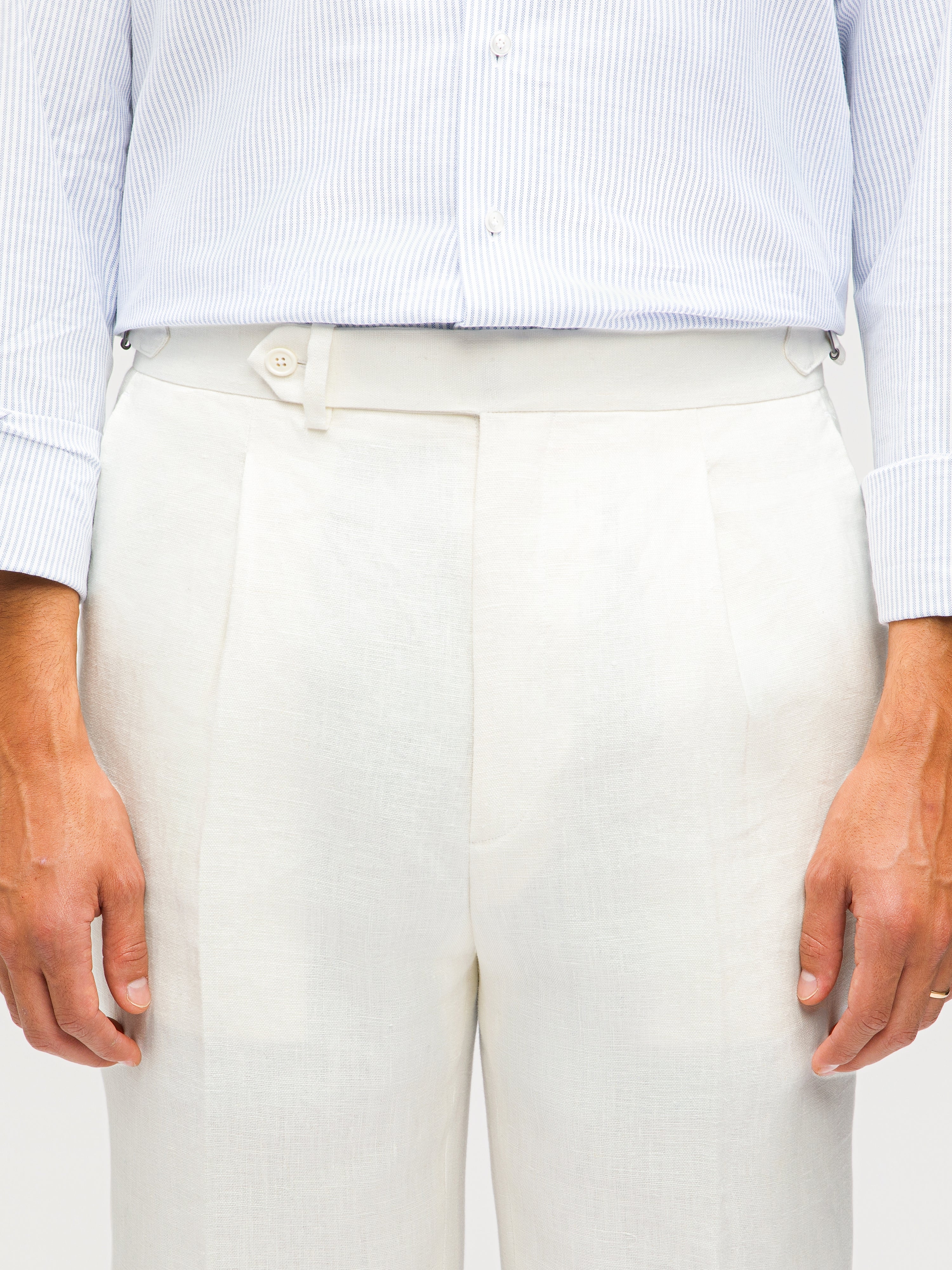 White Linen Trousers (Straight Fit)