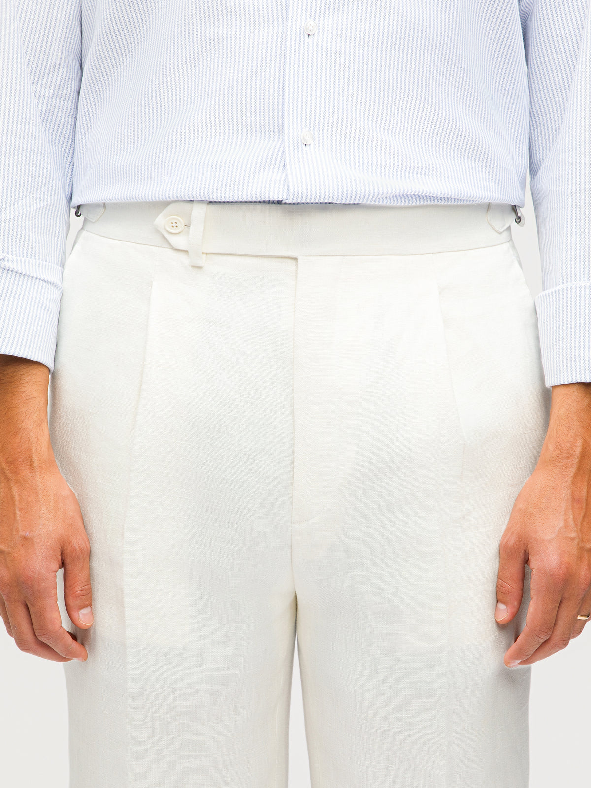 White Linen Trousers (Straight Fit)