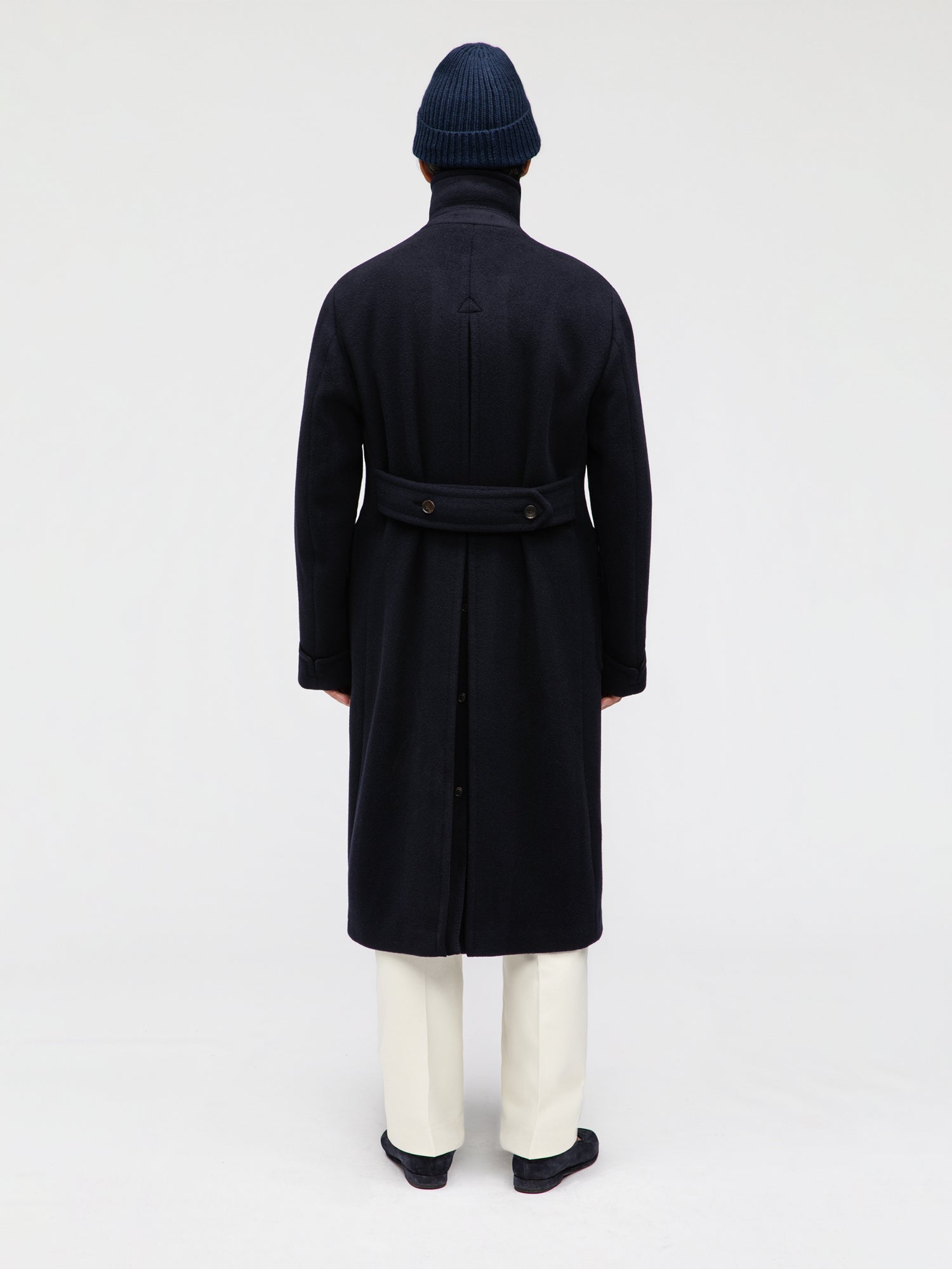 Navy Wool Cashmere Polo Coat - Grand Le Mar