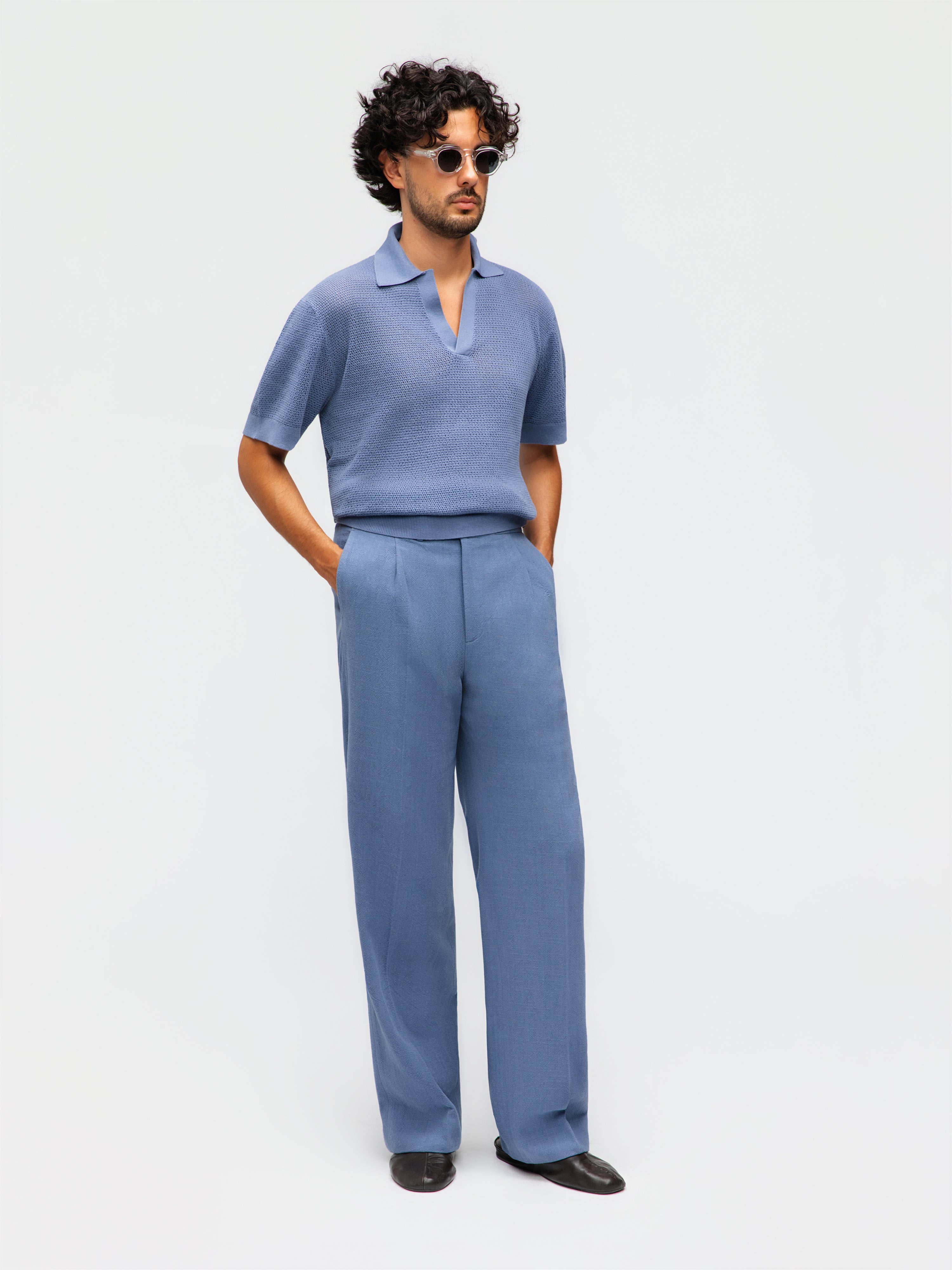 Denim Stonewashed Linen Suit (Casual Fit)