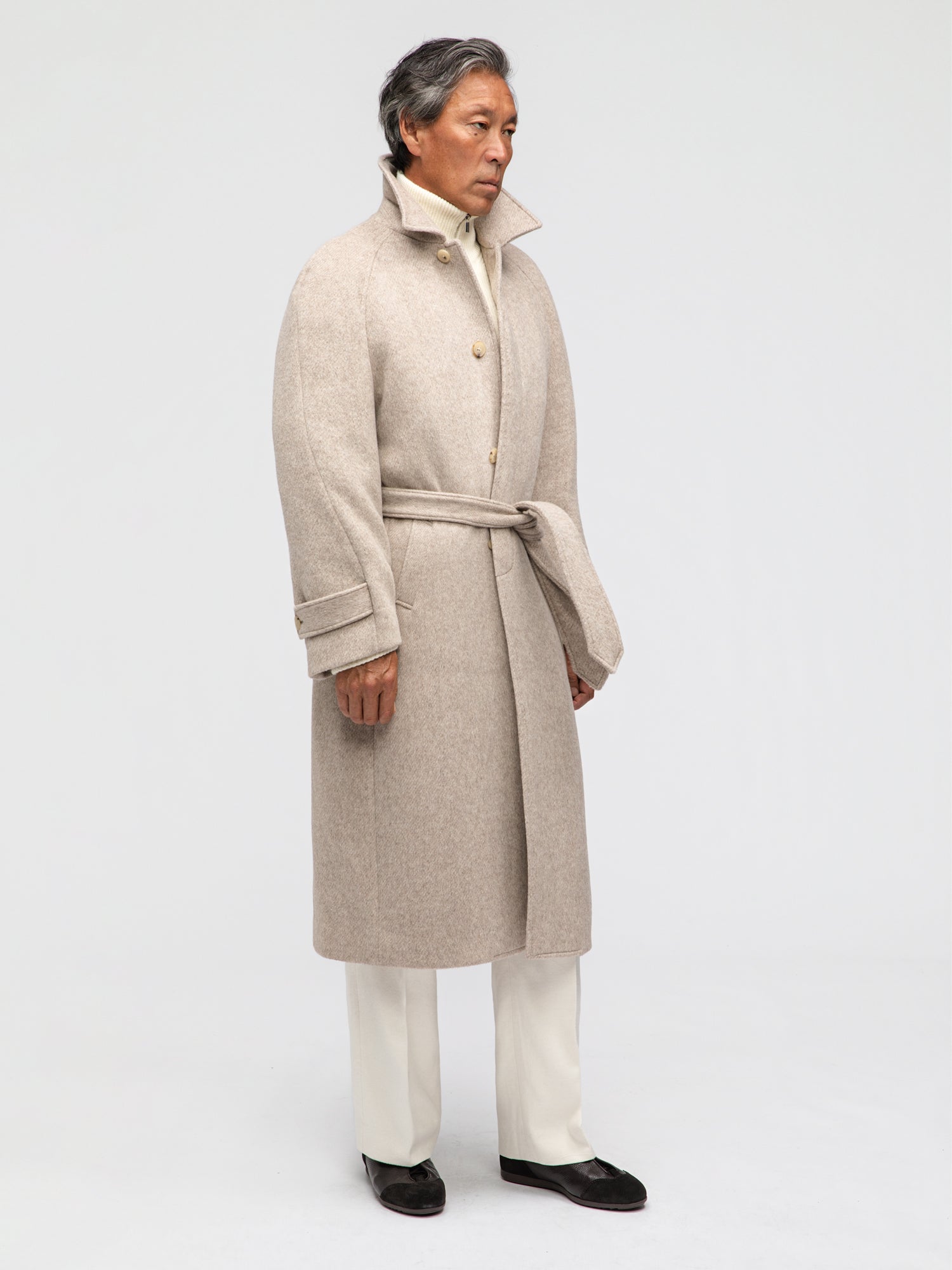 Oatmeal Wool Raglan Coat - Grand Le Mar