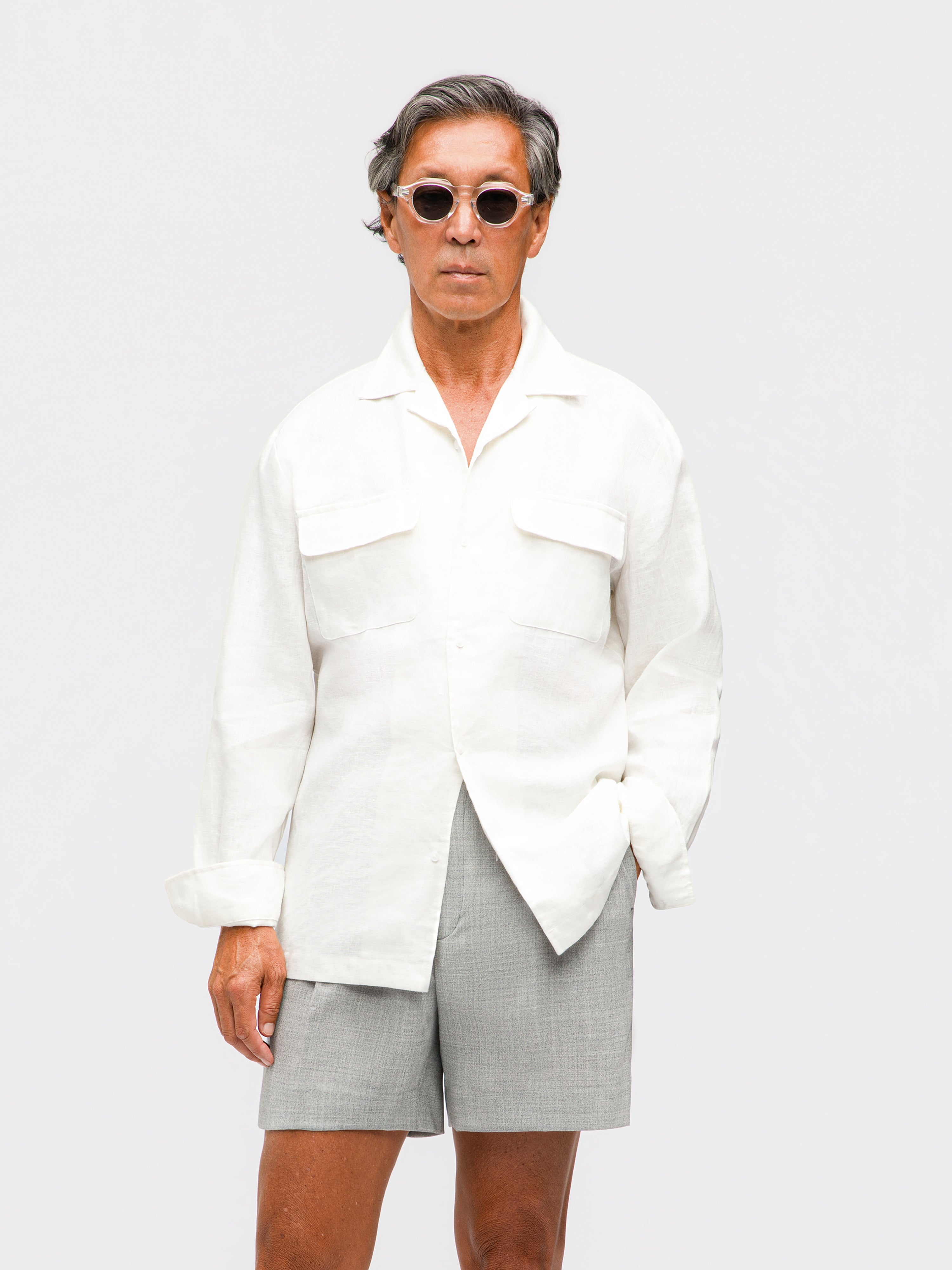 White Linen Camp Shirt