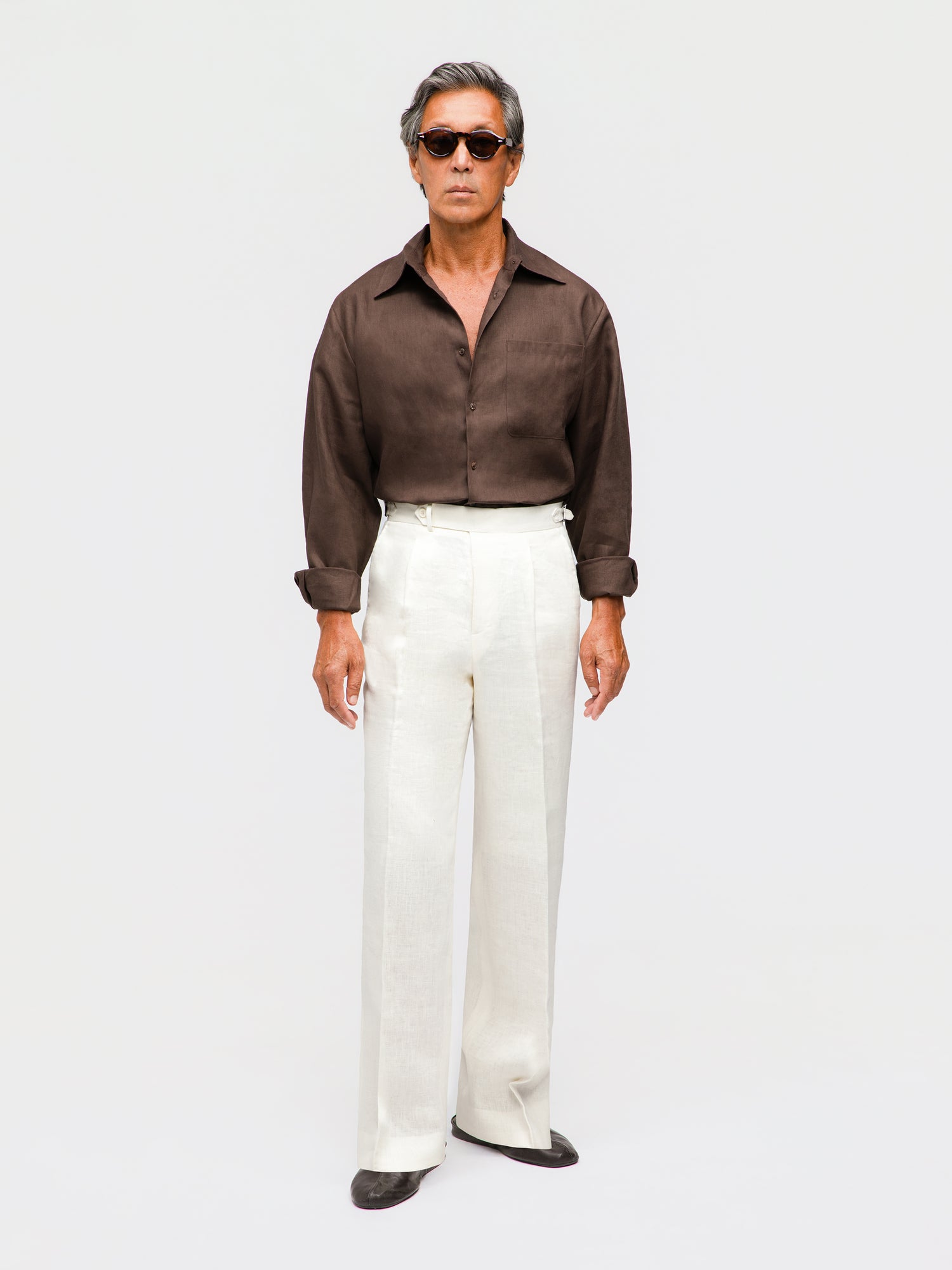White Linen Trousers (Wide Fit)