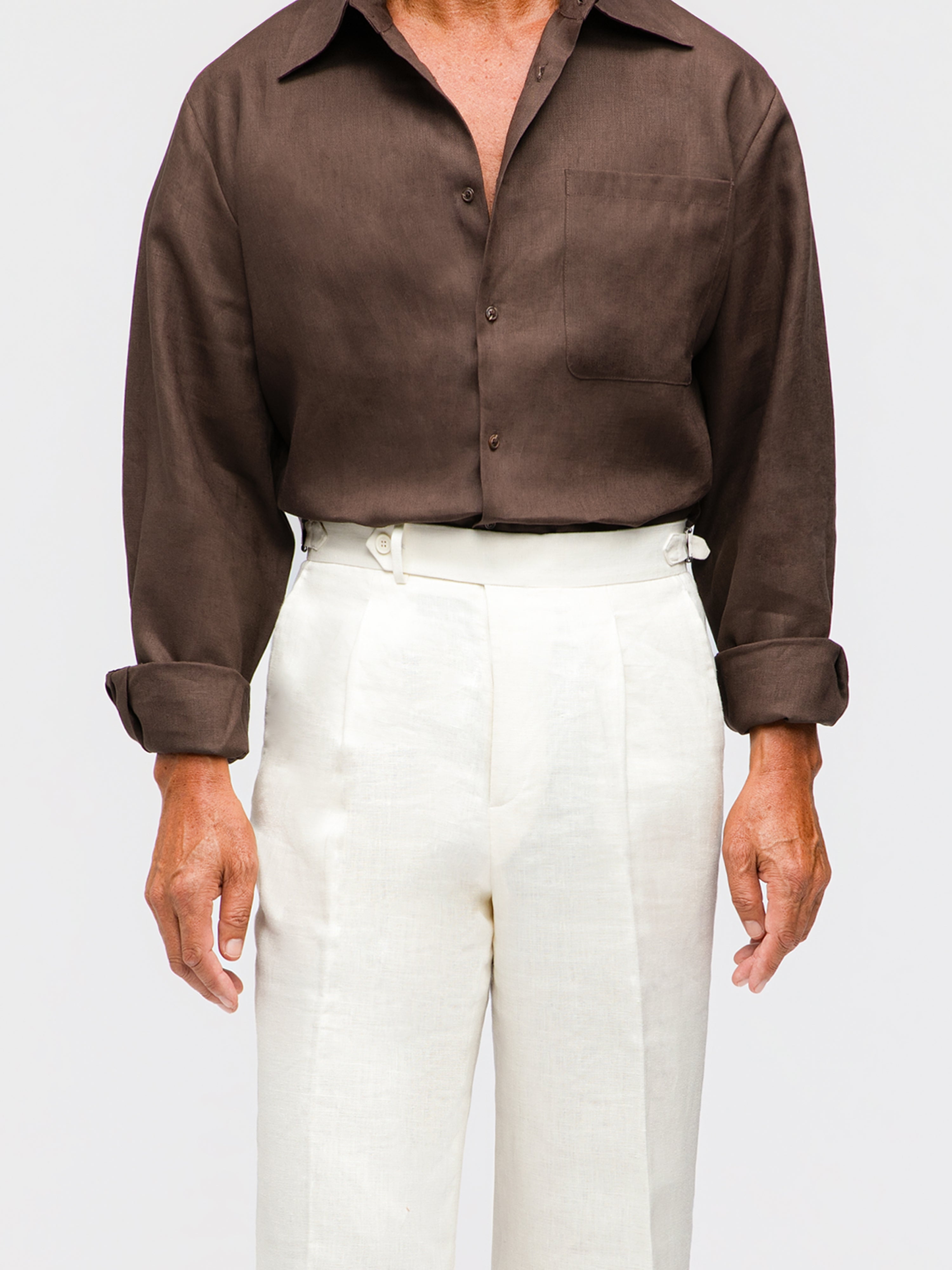 White Linen Trousers (Wide Fit)