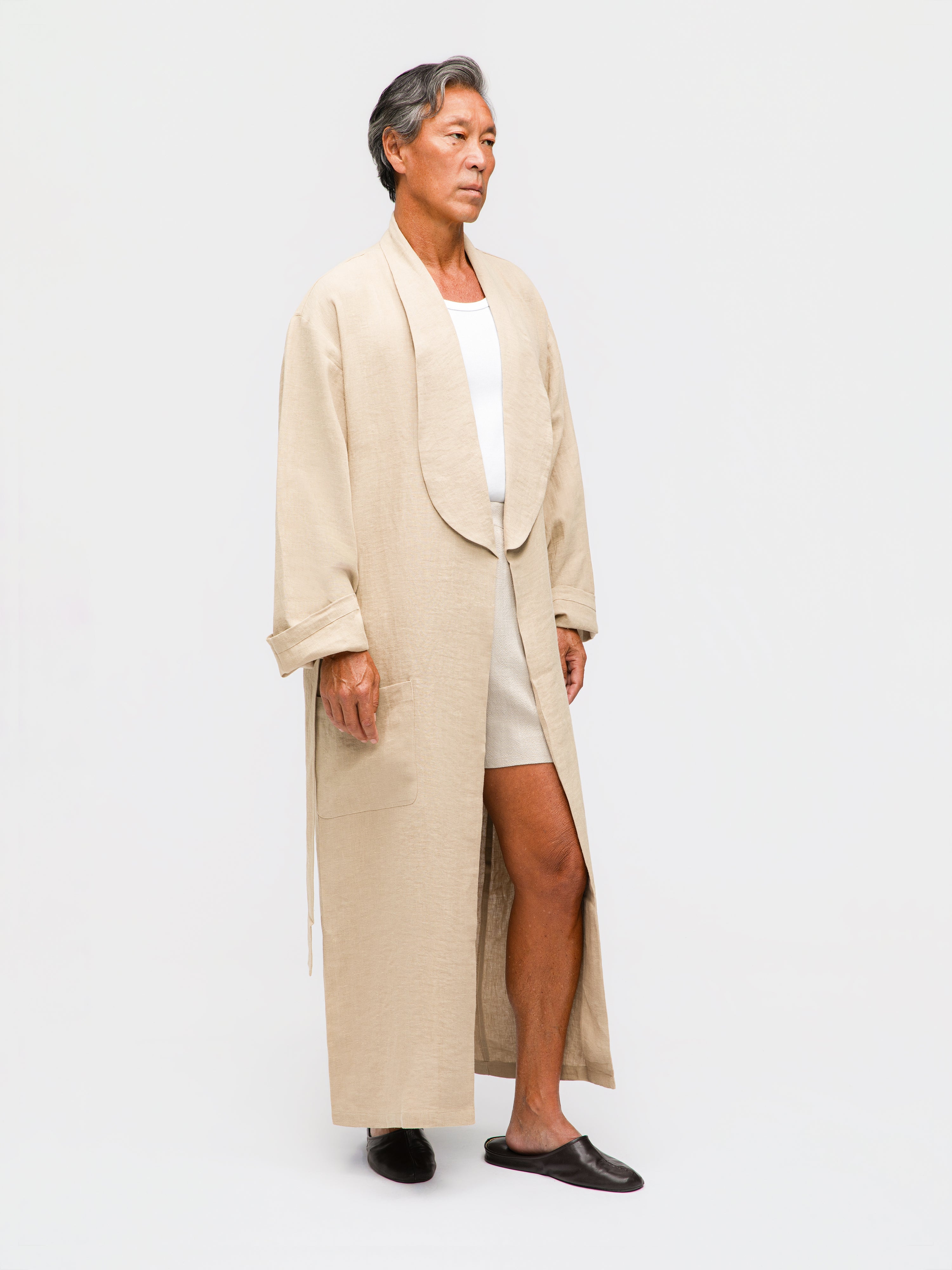 Taupe Linen Robe