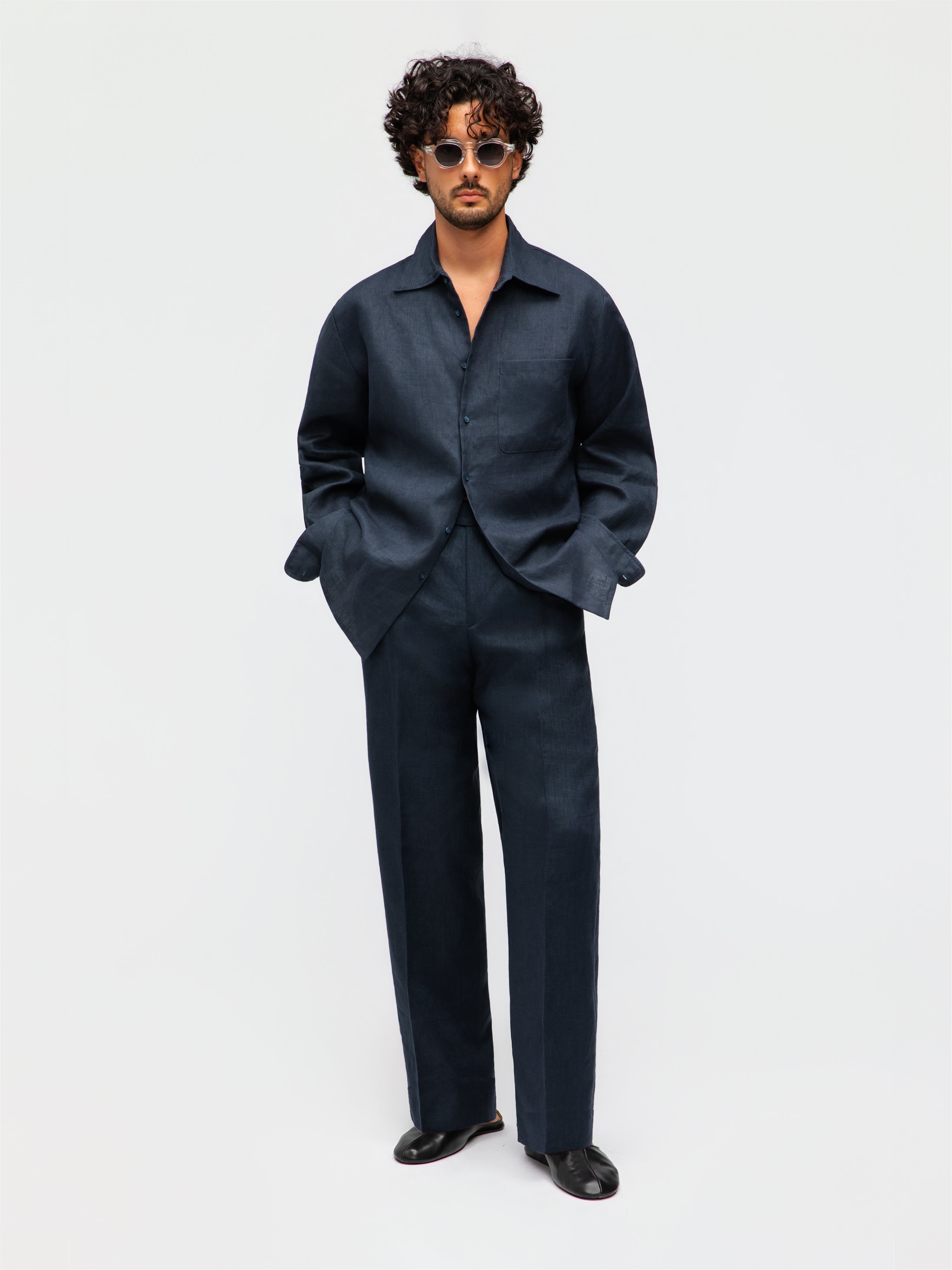 Navy Linen Shirt
