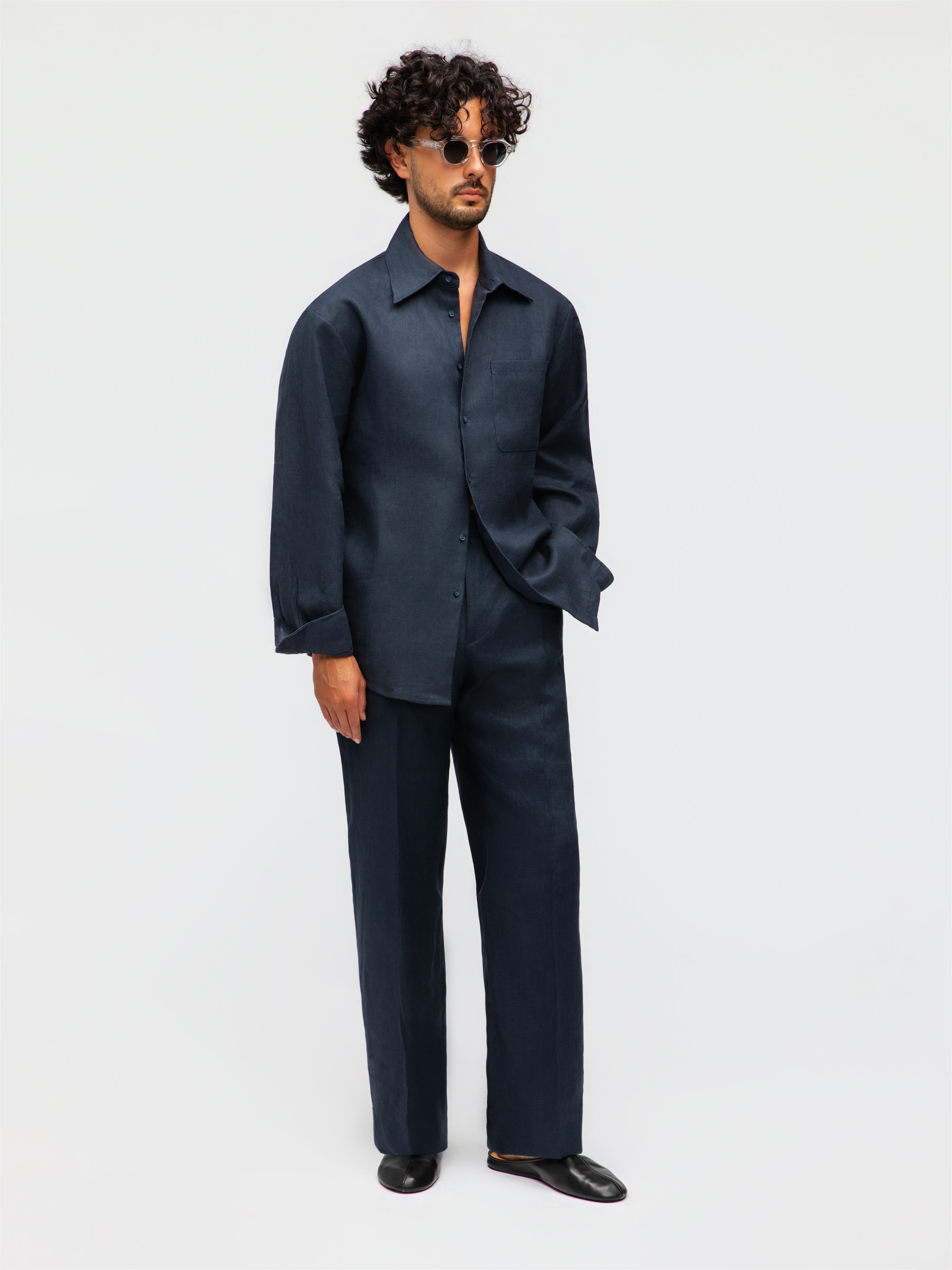 Navy Linen Shirt