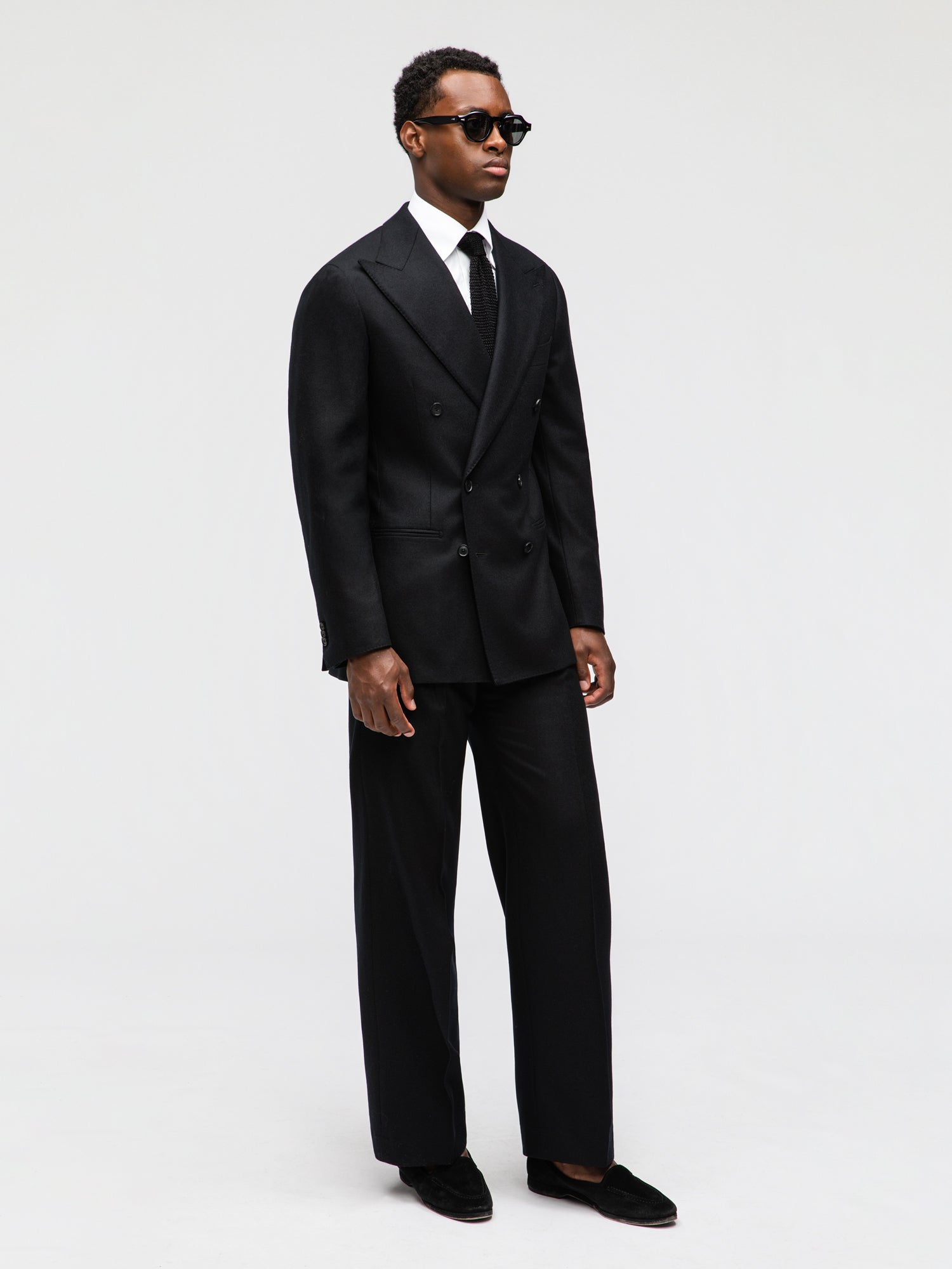 Black Flannel Wool Suit - Grand Le Mar