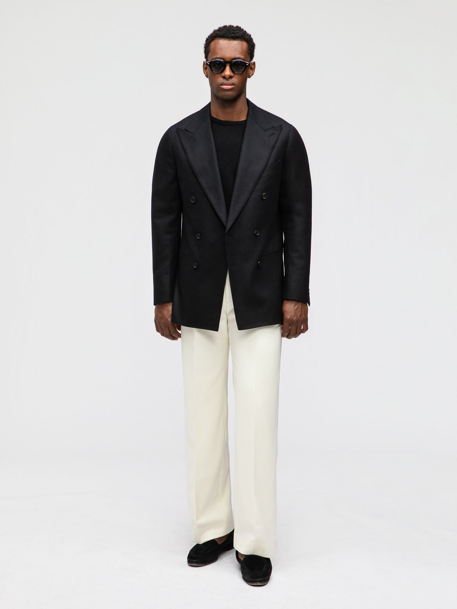 Black Flannel Wool Jacket (DB) - Grand Le Mar