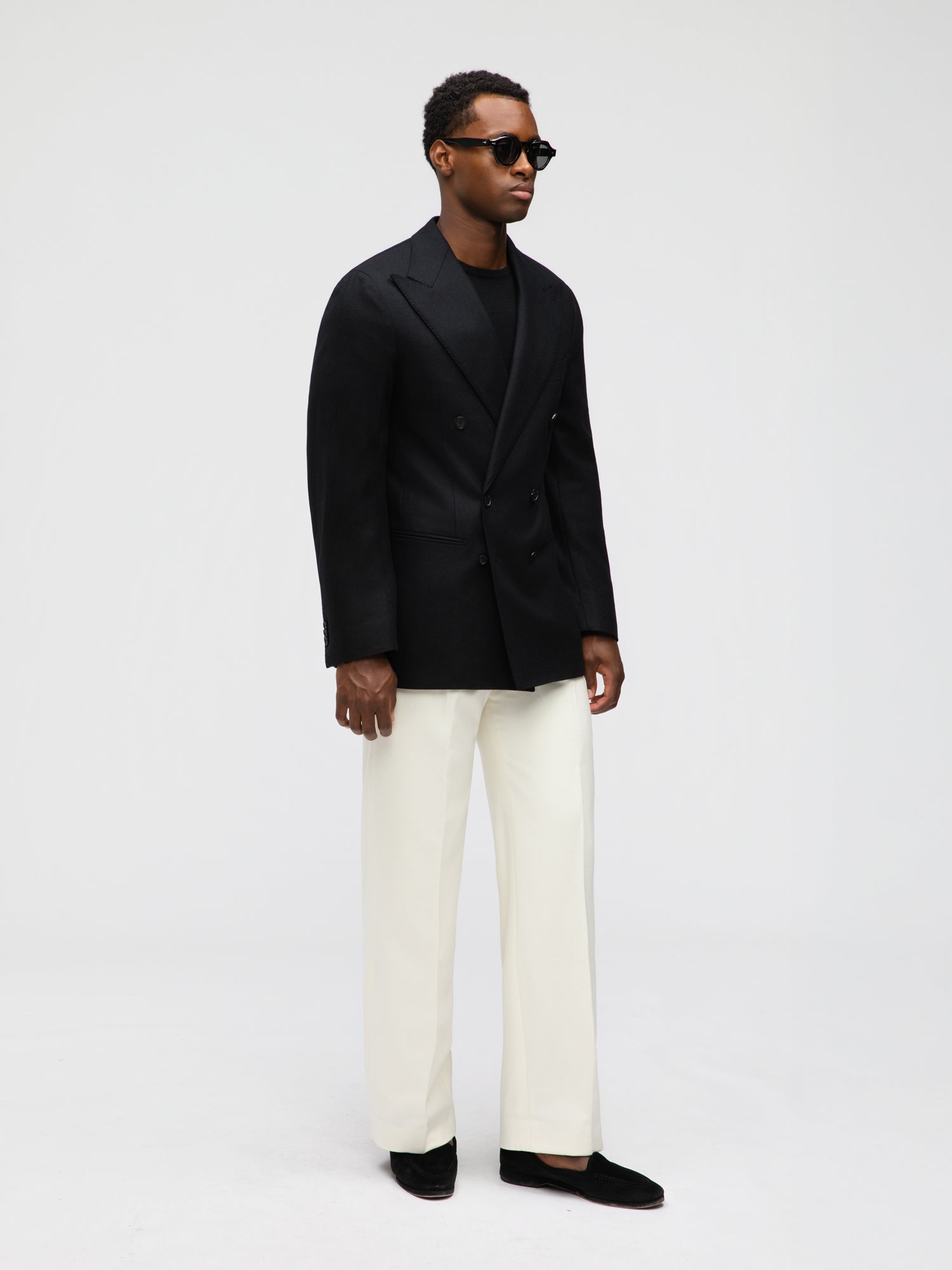 Black Flannel Wool Jacket (DB) - Grand Le Mar