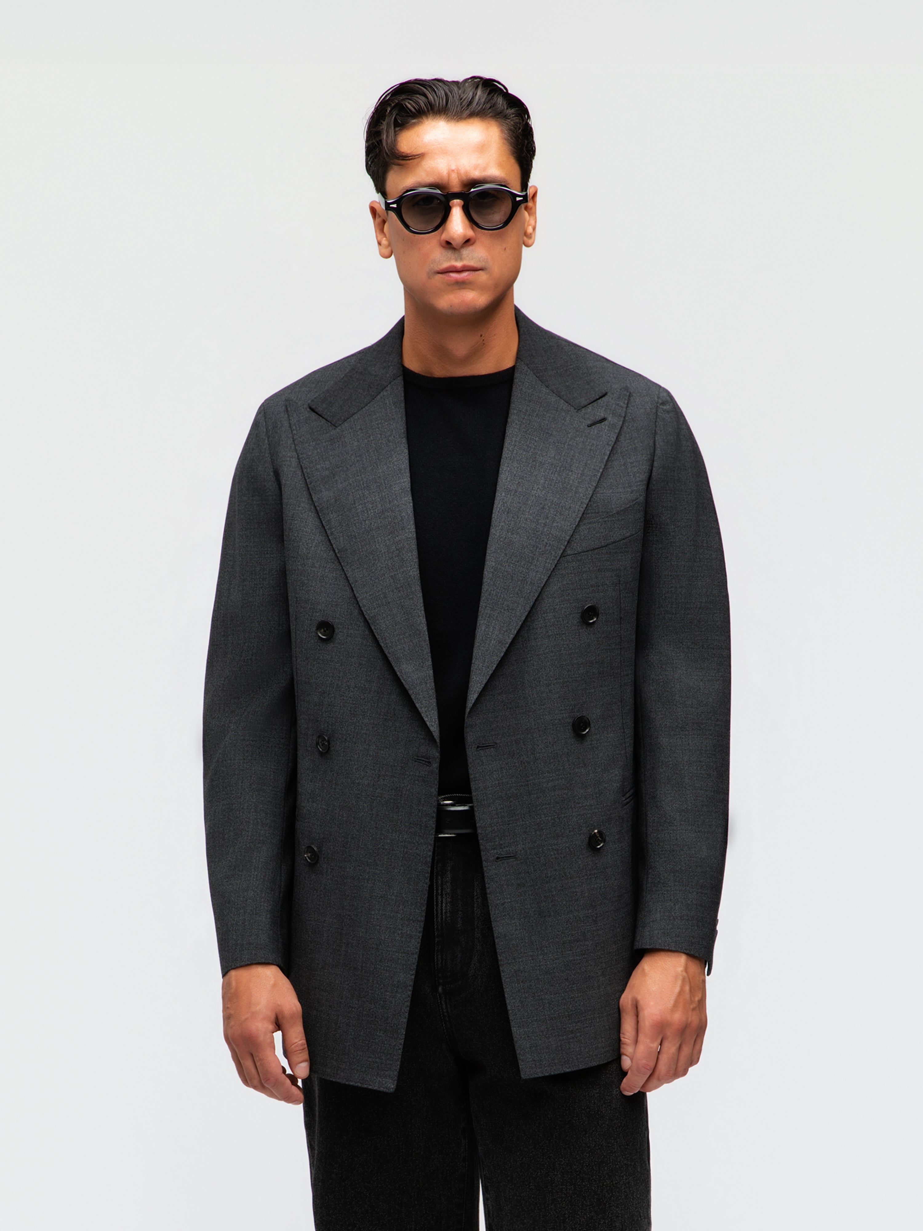 Charcoal High Twist Wool Jacket (DB)