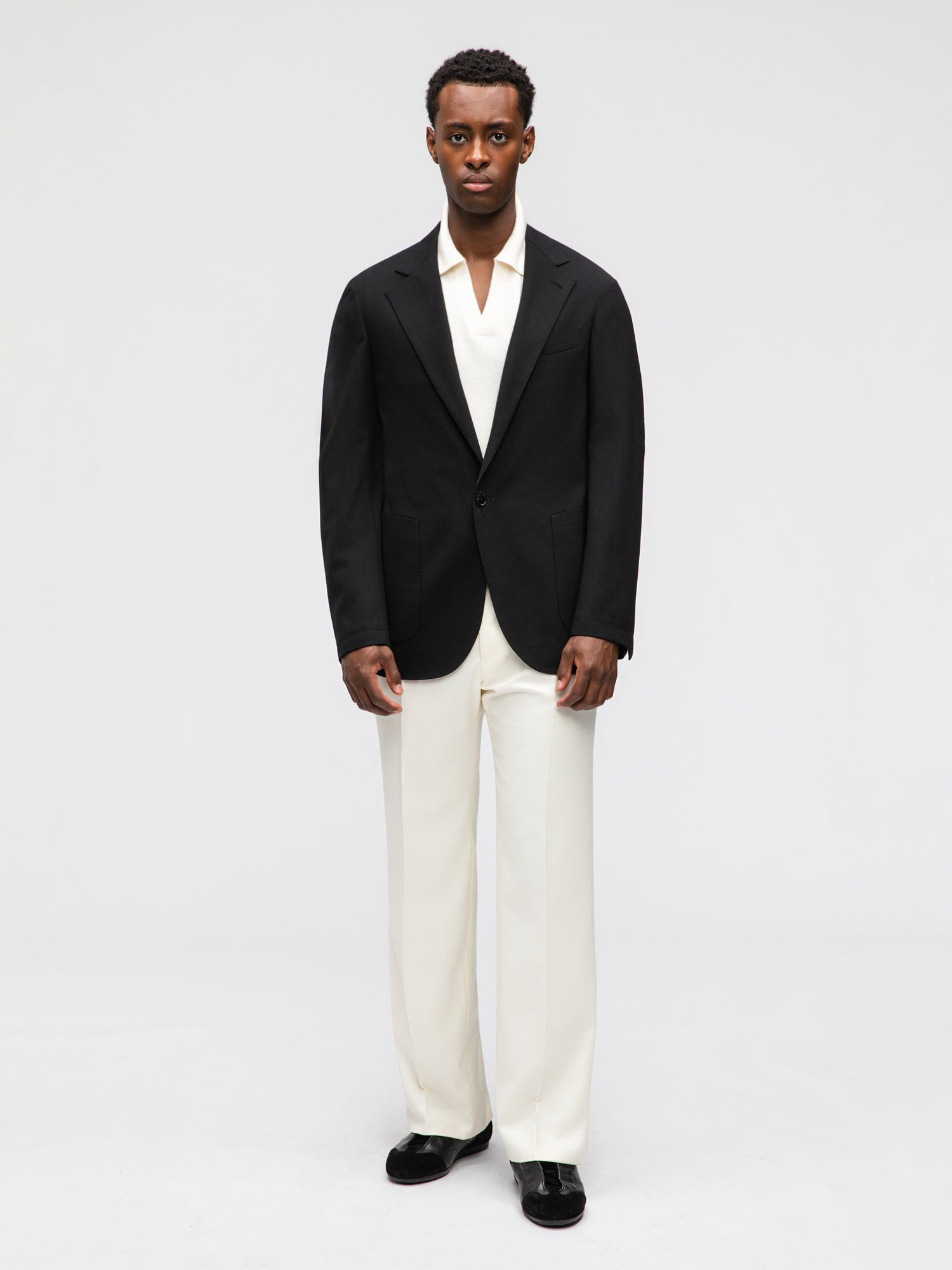Black Heavyweight High Twist Jacket (Casual Fit) - Grand Le Mar