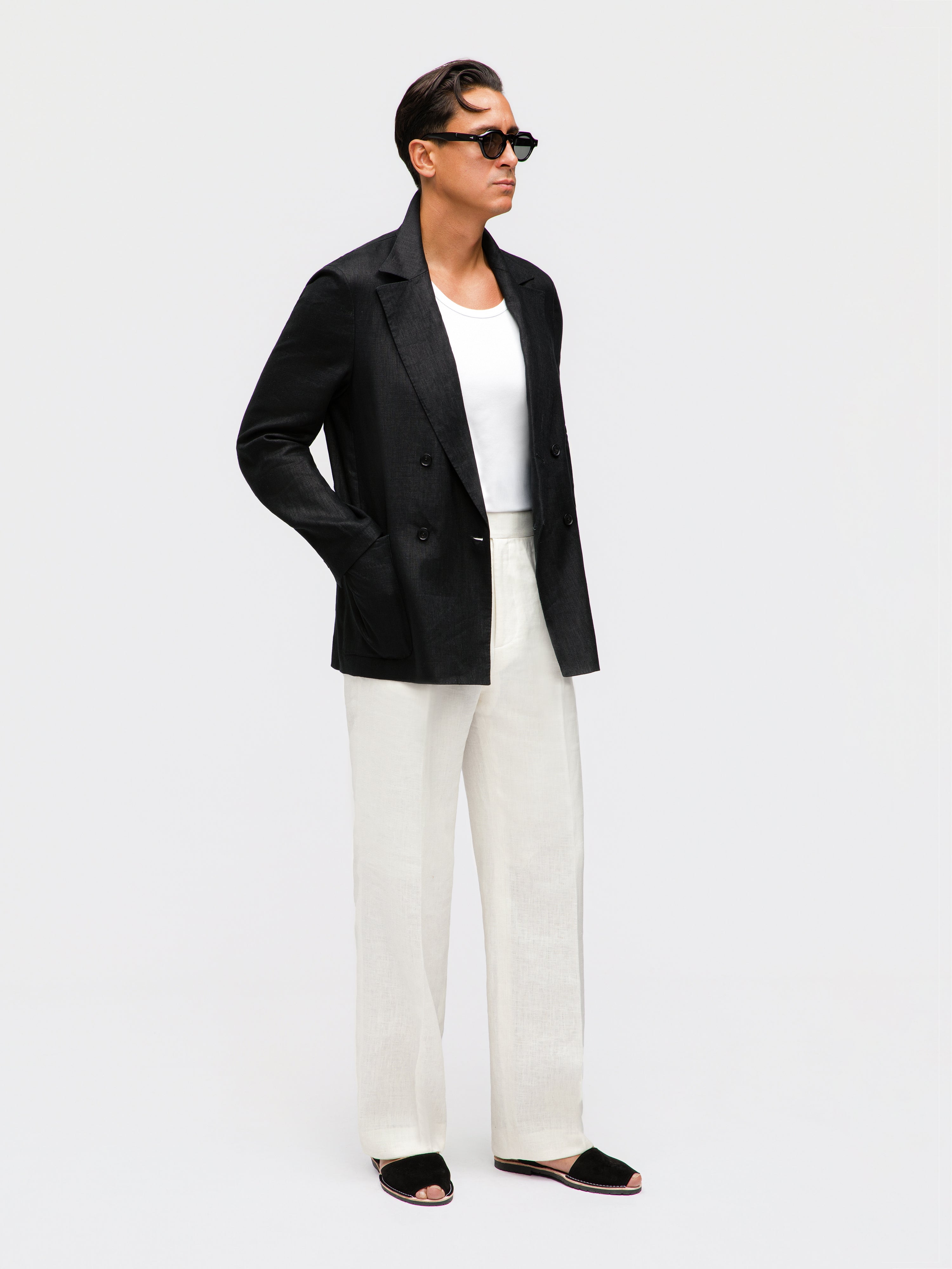Black Linen Jacket (Casual Fit)