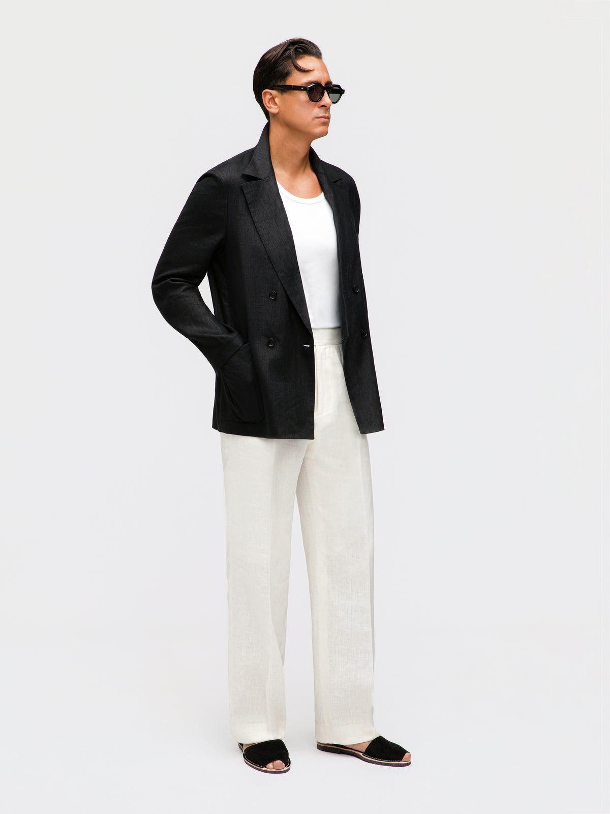 Black Linen Jacket (Casual Fit)