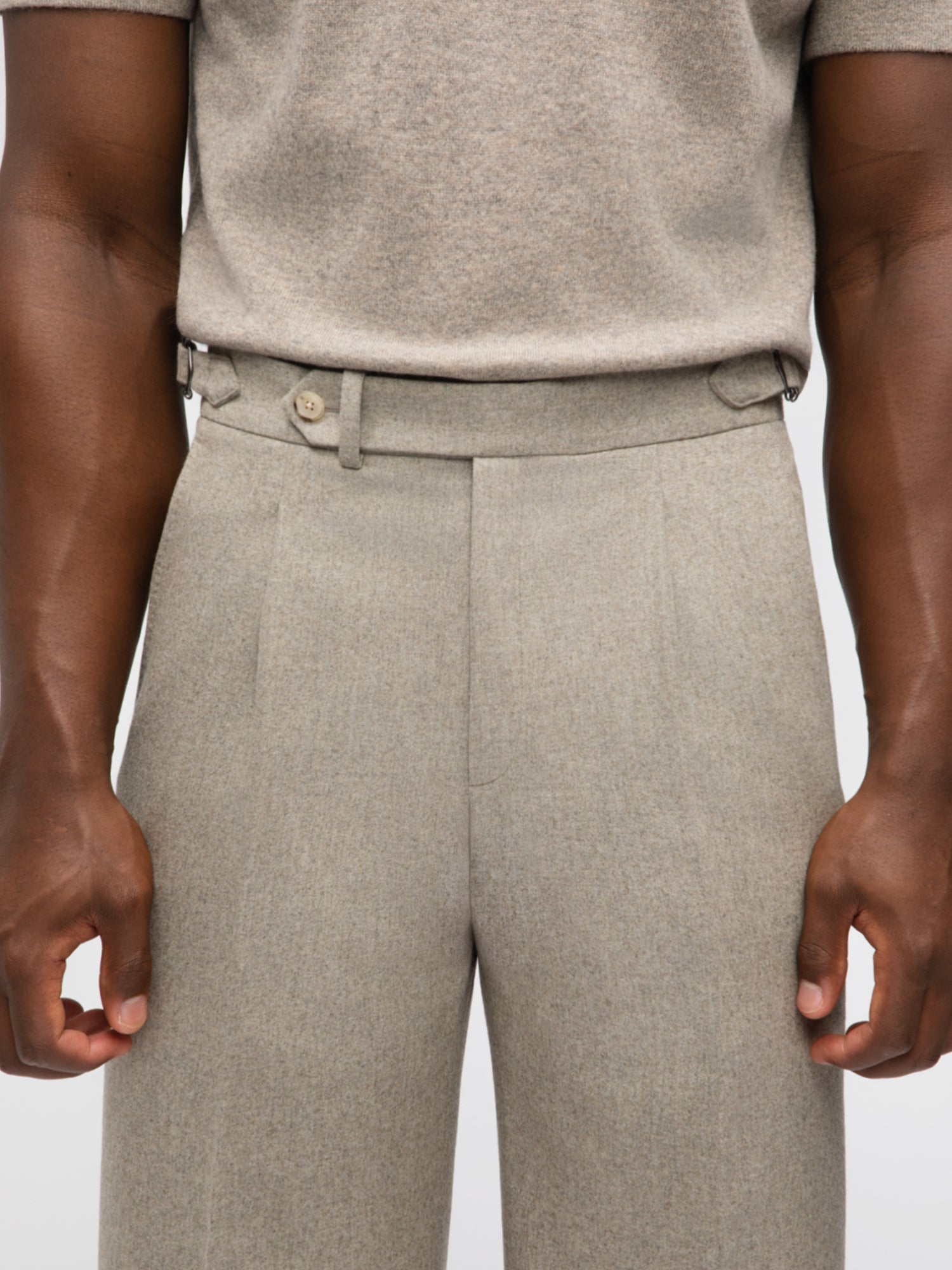 Taupe Flannel Wool Suit - Grand Le Mar