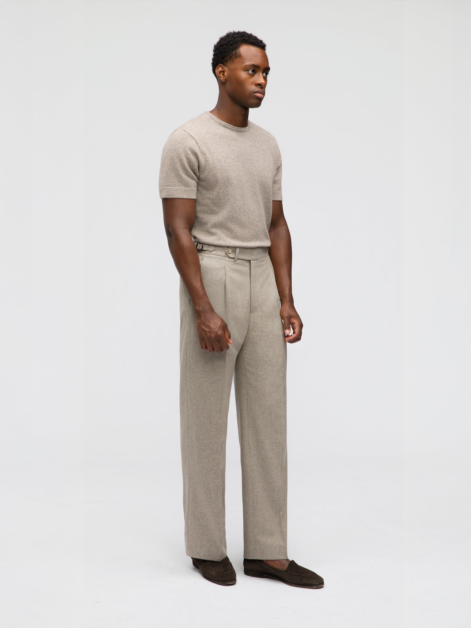 Taupe Flannel Wool Suit - Grand Le Mar