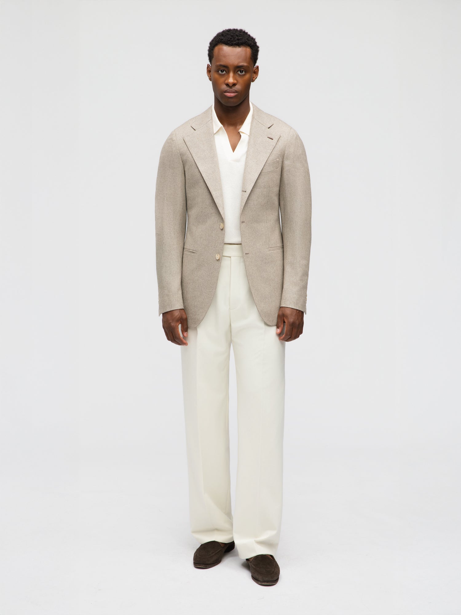 Taupe Flannel Wool Jacket - Grand Le Mar