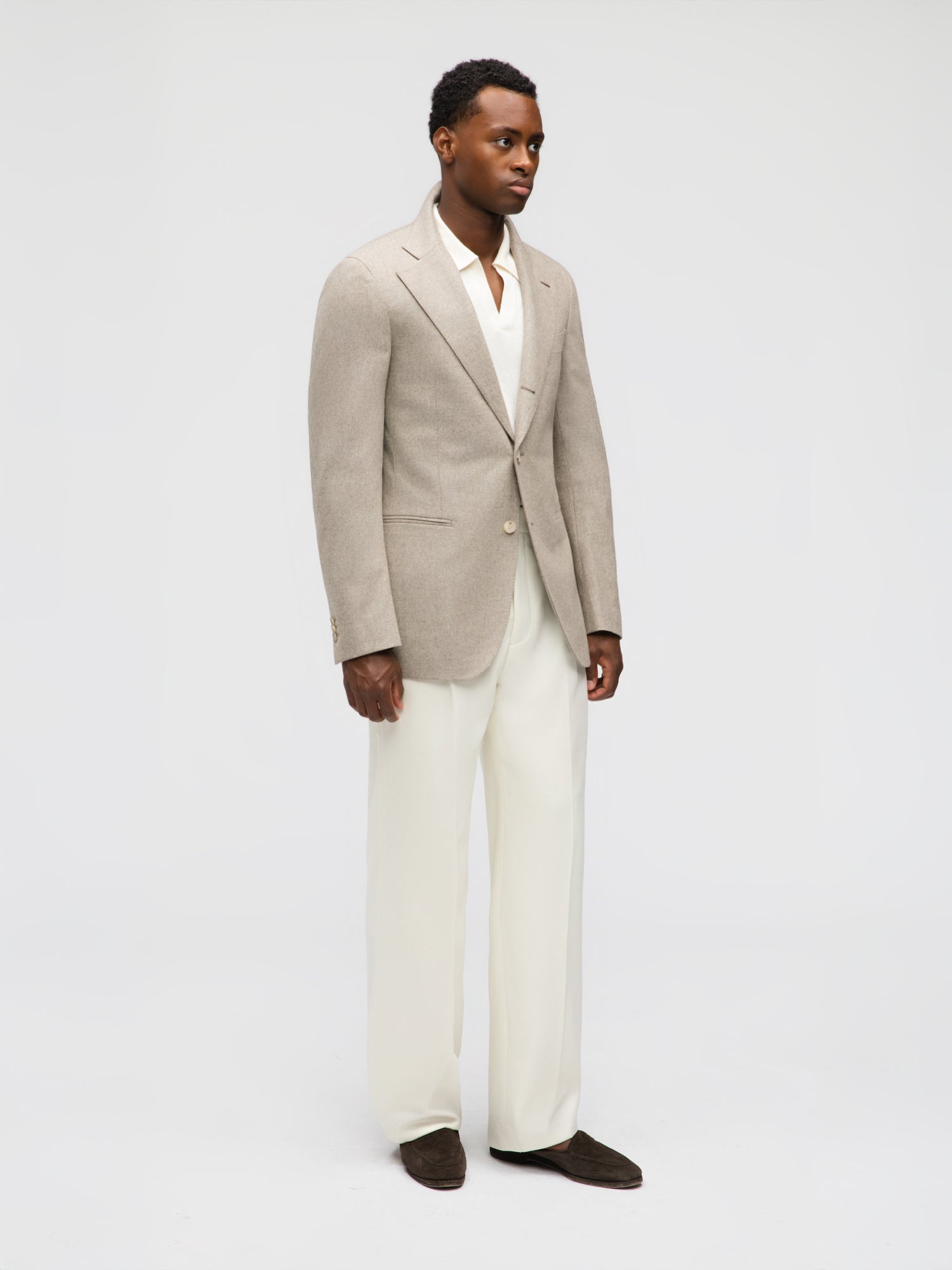 Taupe Flannel Wool Jacket - Grand Le Mar