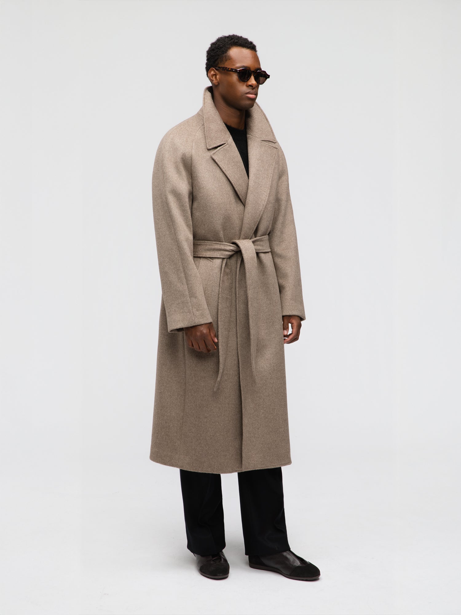 Taupe Yak Raglan Coat (DB) - Grand Le Mar