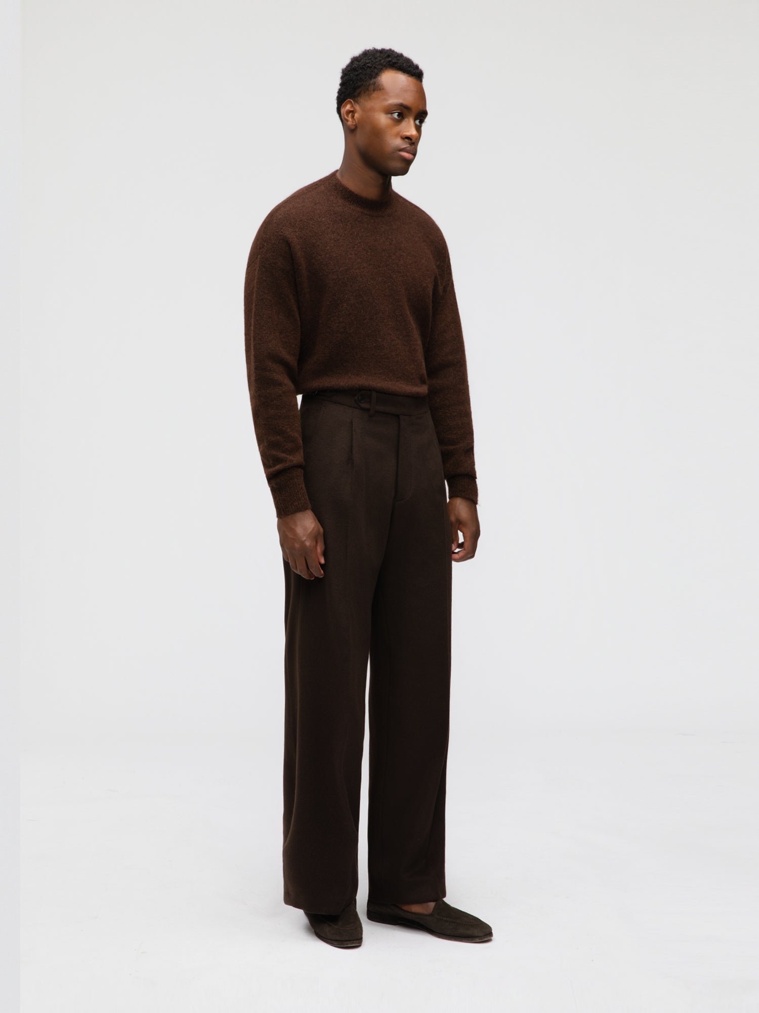 Brown Wool Cashmere Trousers (Extra Wide Fit) - Grand Le Mar