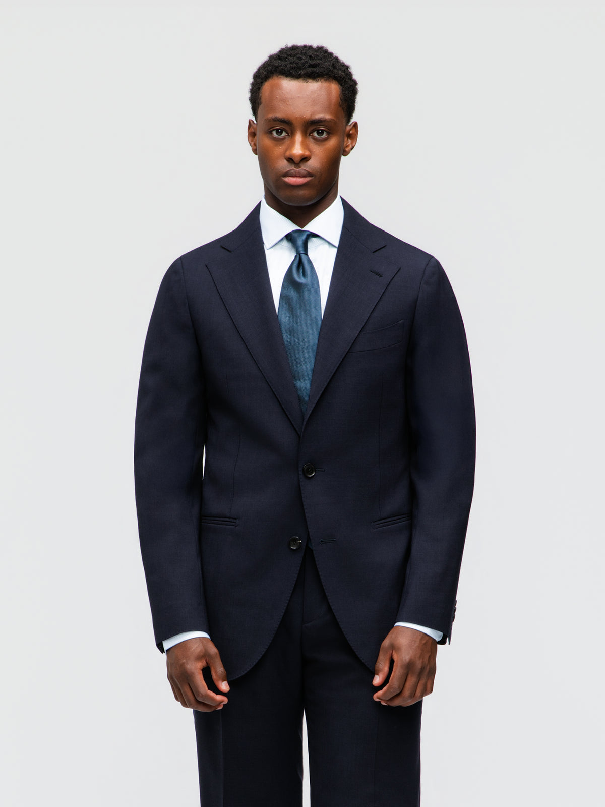 Navy High Twist Wool Suit (SB)