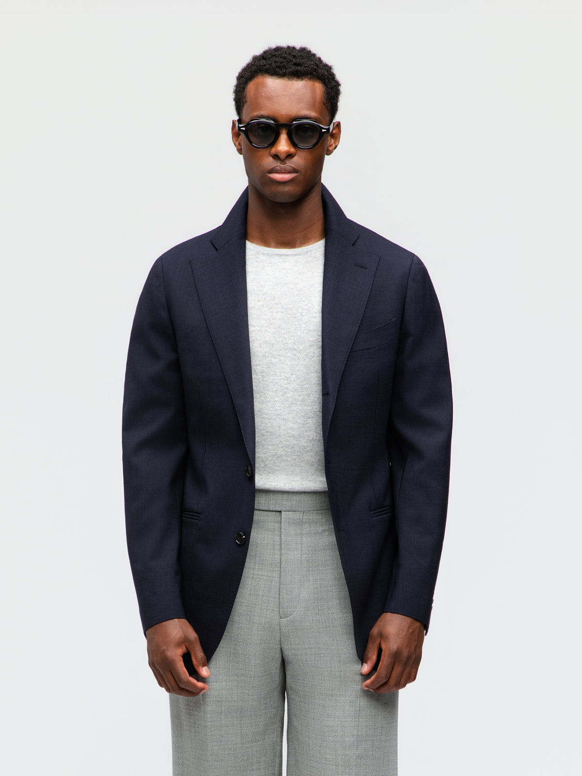 Navy High Twist Wool Jacket (SB)