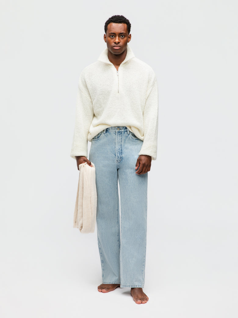 Ivory Bouclé Half Zip