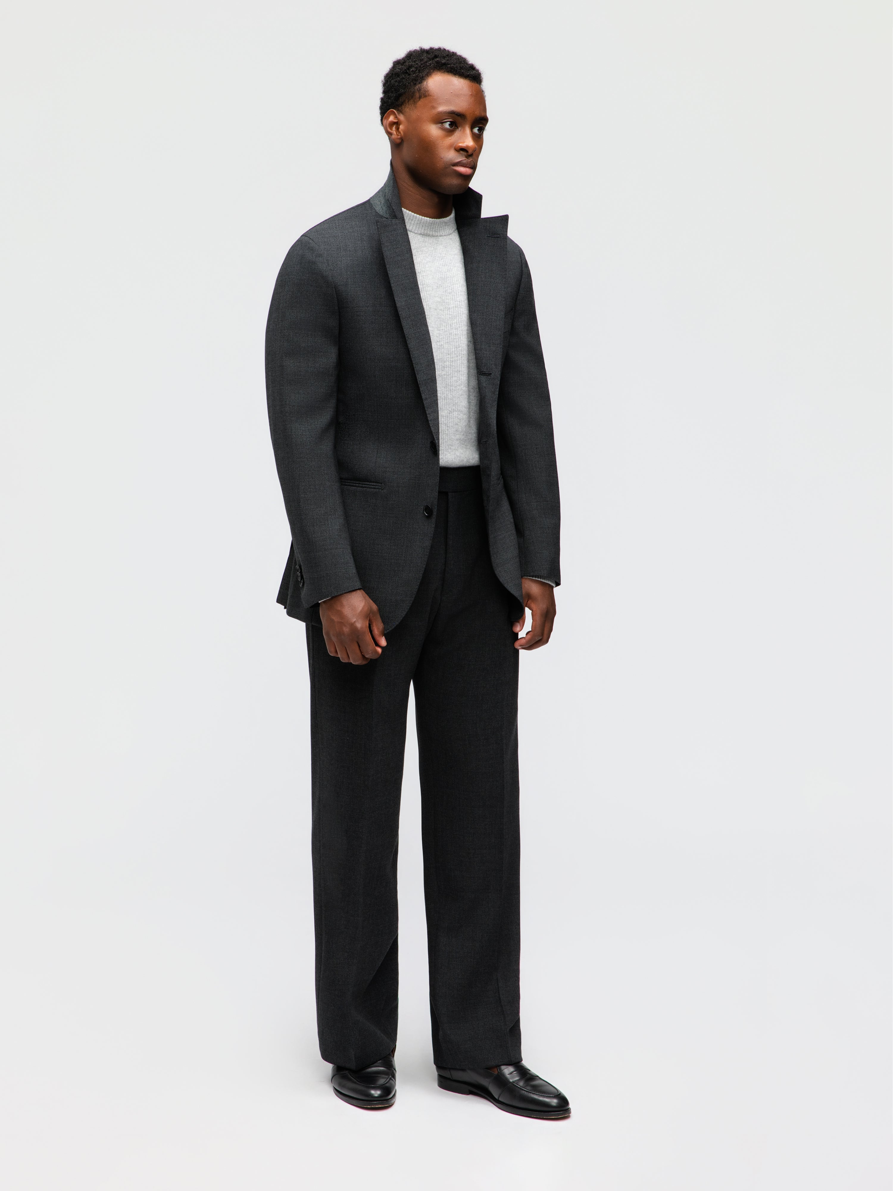 Charcoal High Twist Wool Suit (SB)