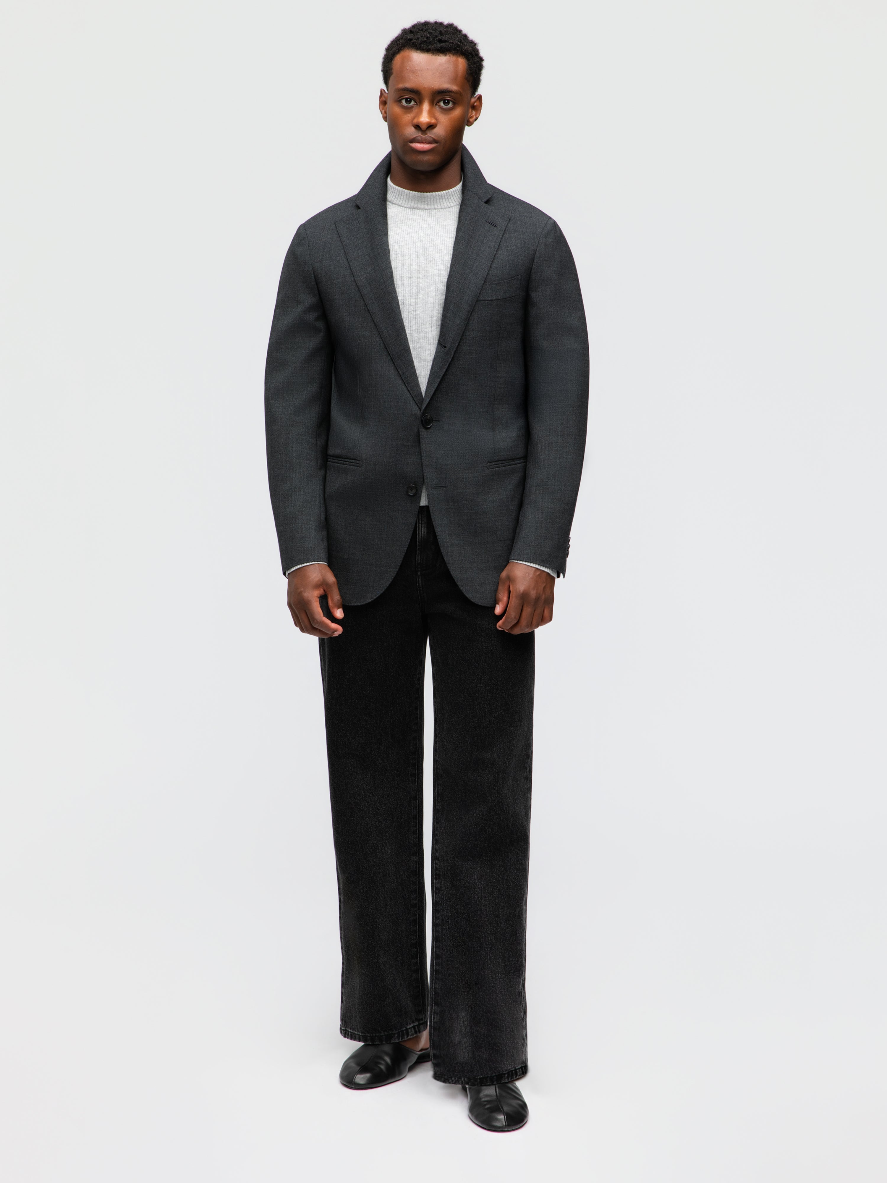 Charcoal High Twist Wool Jacket (SB)